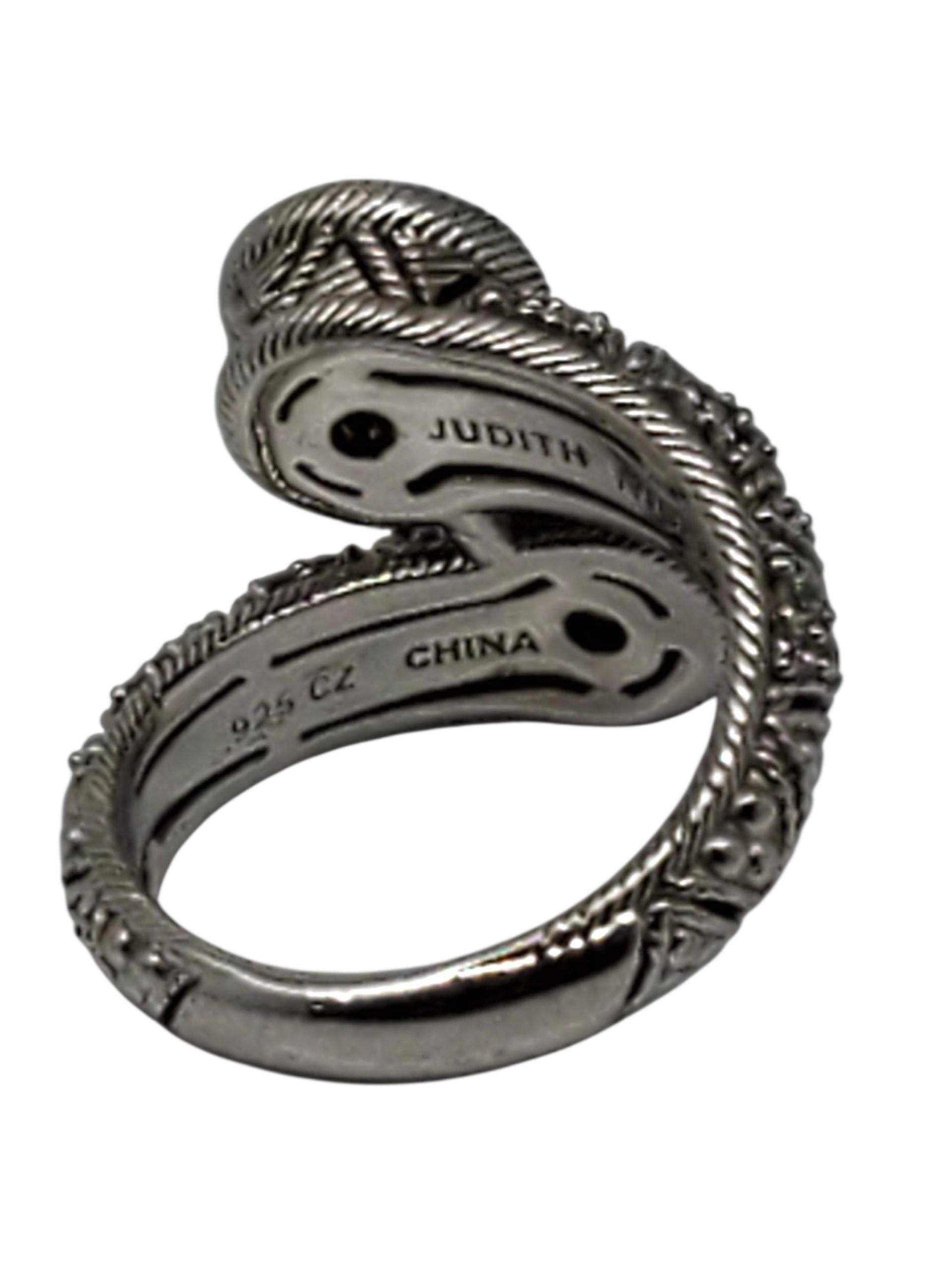 Judith Ripka Sterling Silber Orange CZ Bypass Ring Größe 6 #23439 (Zeitgenössisch) im Angebot