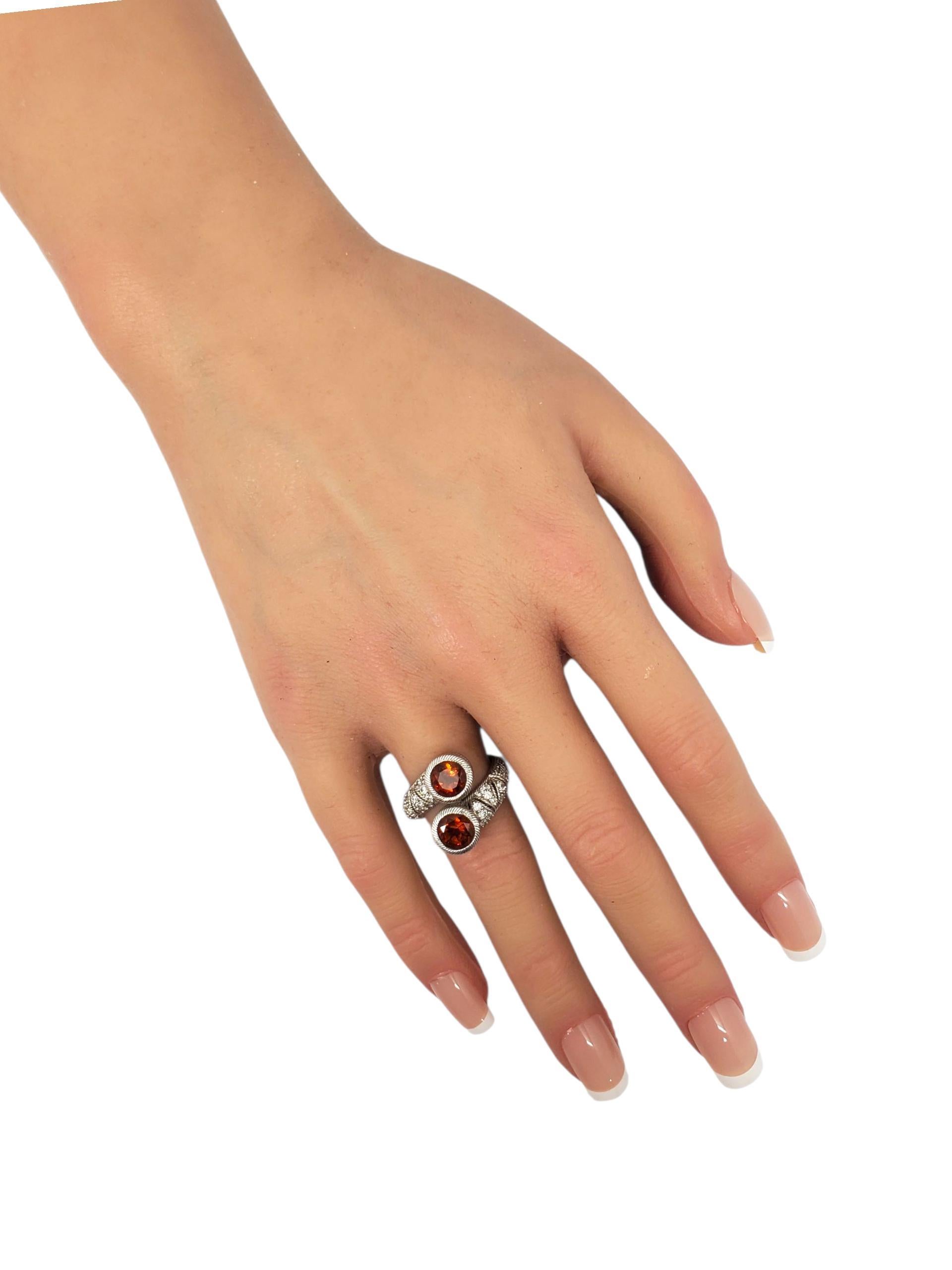 Judith Ripka Sterling Silber Orange CZ Bypass Ring Größe 6 #23439 im Angebot 3