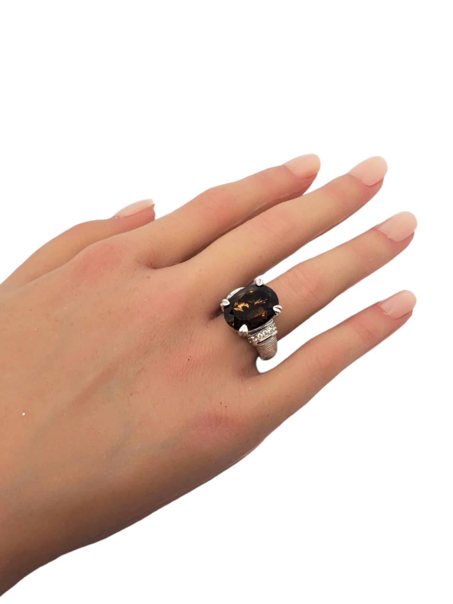 Judith Ripka Sterling Silver Oval Smokey Quartz Ring Size 7.25 #18651 For Sale 3
