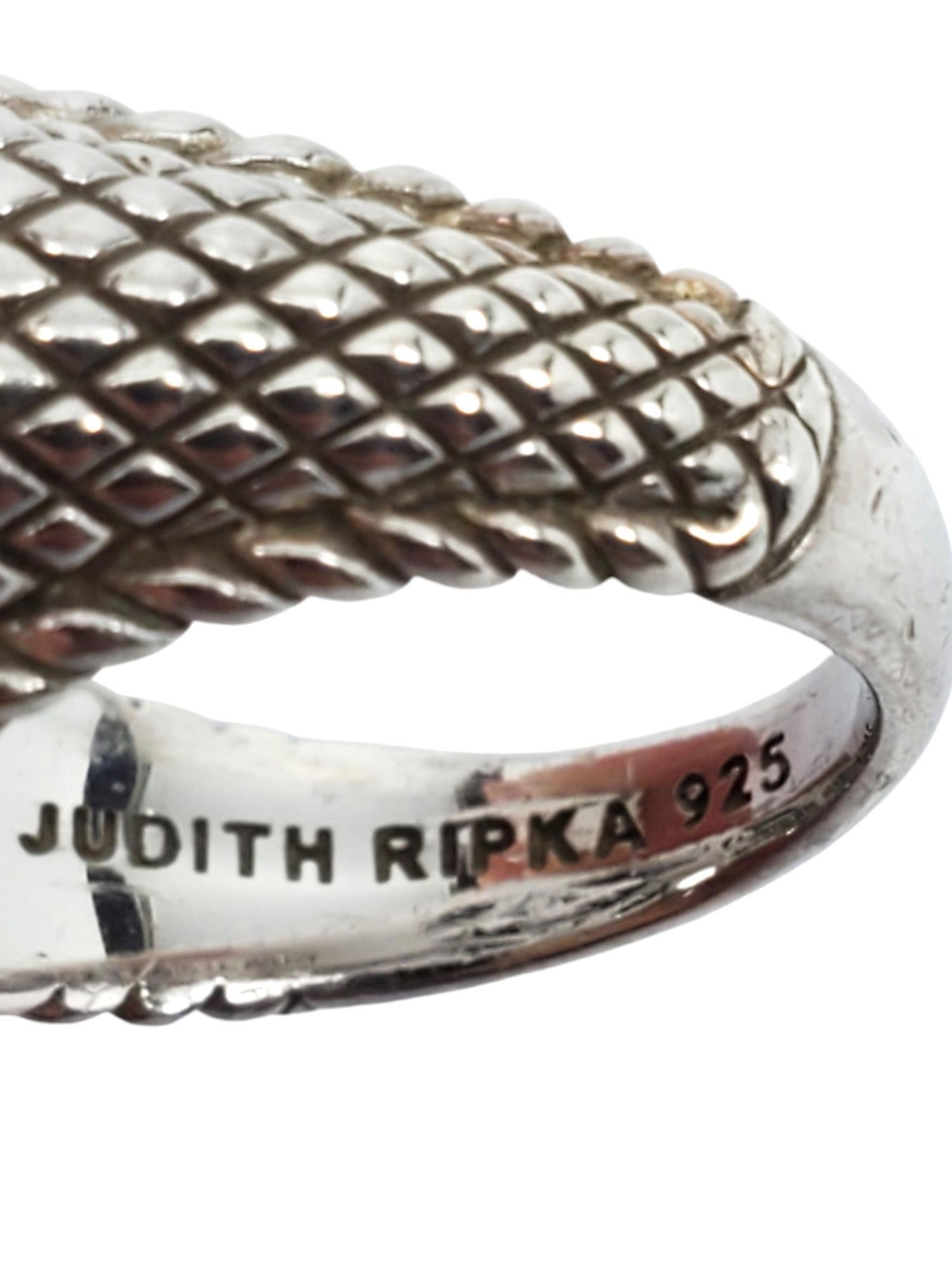 Judith Ripka Sterling Silver Pave Cubic Zirconia Dome Ring #18674 In Good Condition For Sale In Washington Depot, CT