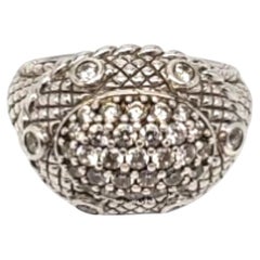 Judith Ripka Sterling Silver Pave Cubic Zirconia Dome Ring #18674