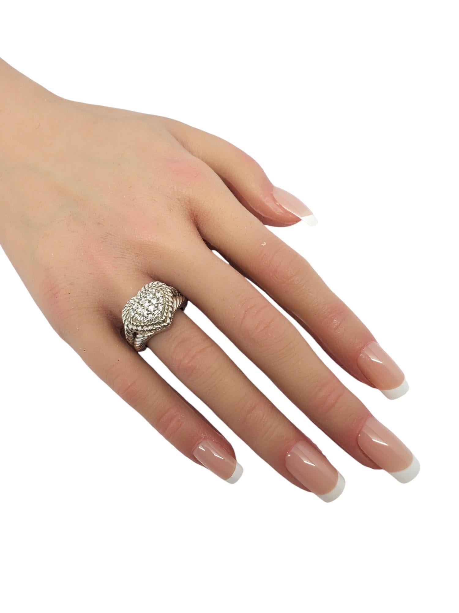 Judith Ripka Sterling Silver Pave Cubic Zirconia Heart Ring Size 7 #18688 For Sale 2