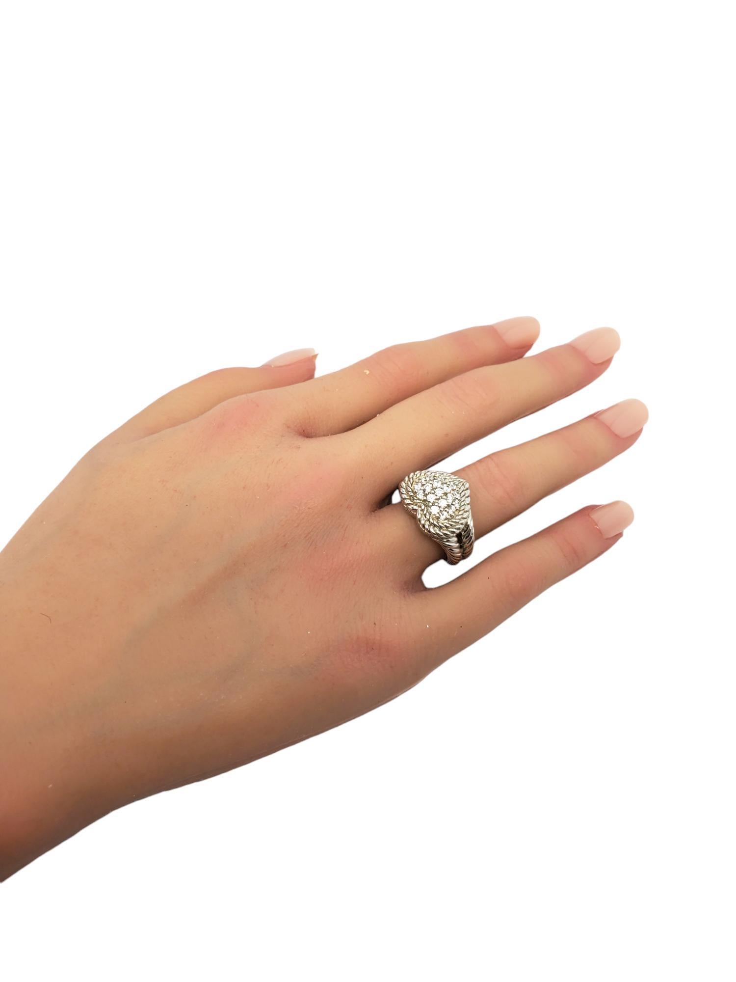 Judith Ripka Sterling Silver Pave Cubic Zirconia Heart Ring Size 7 #18688 For Sale 3