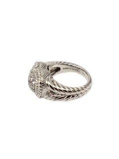 Judith Ripka Sterling Silver Pave Cubic Zirconia Heart Ring Size 7 #18691