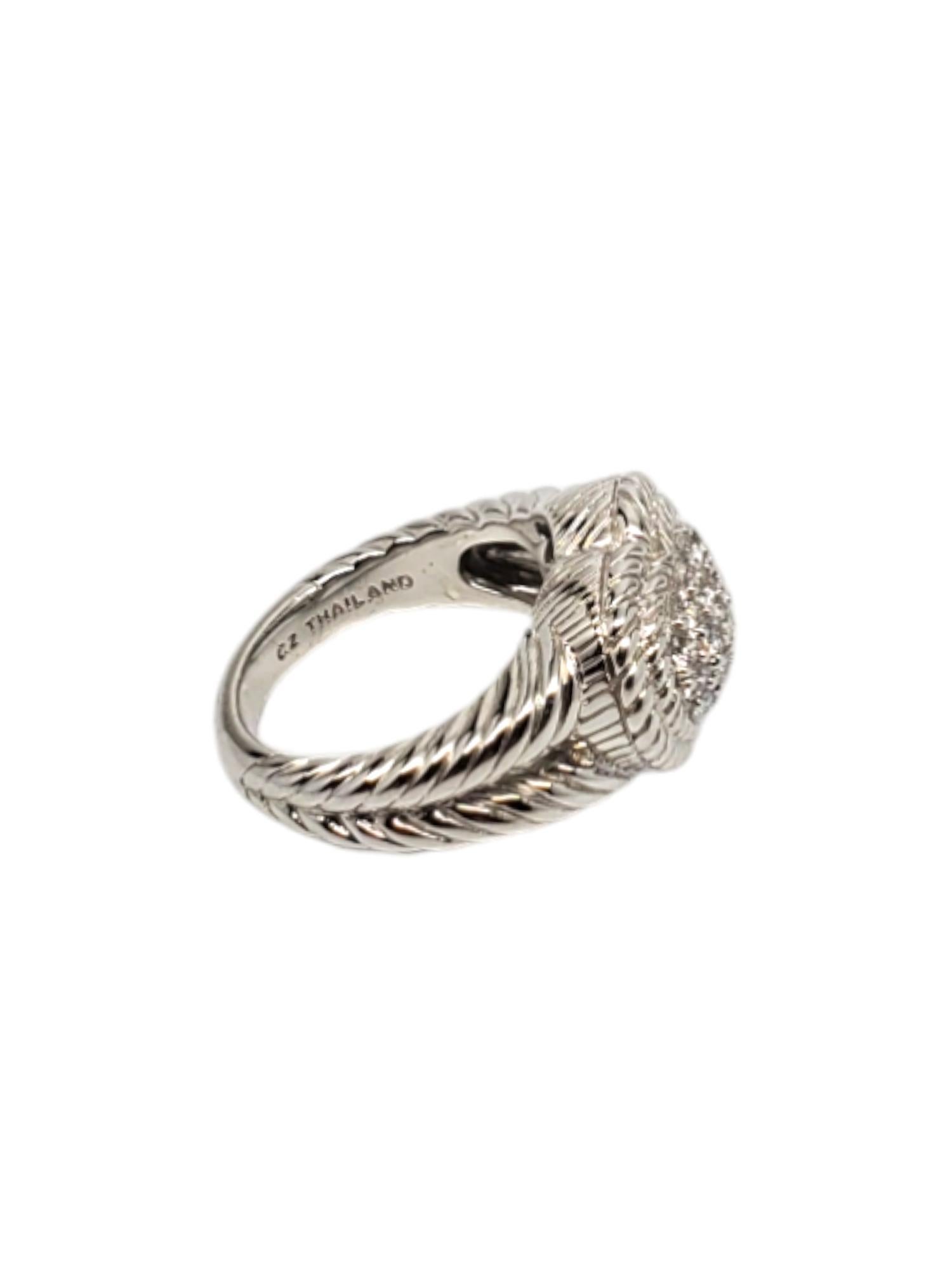 Women's Judith Ripka Sterling Silver Pave Cubic Zirconia Heart Ring Size 7 #18691 For Sale