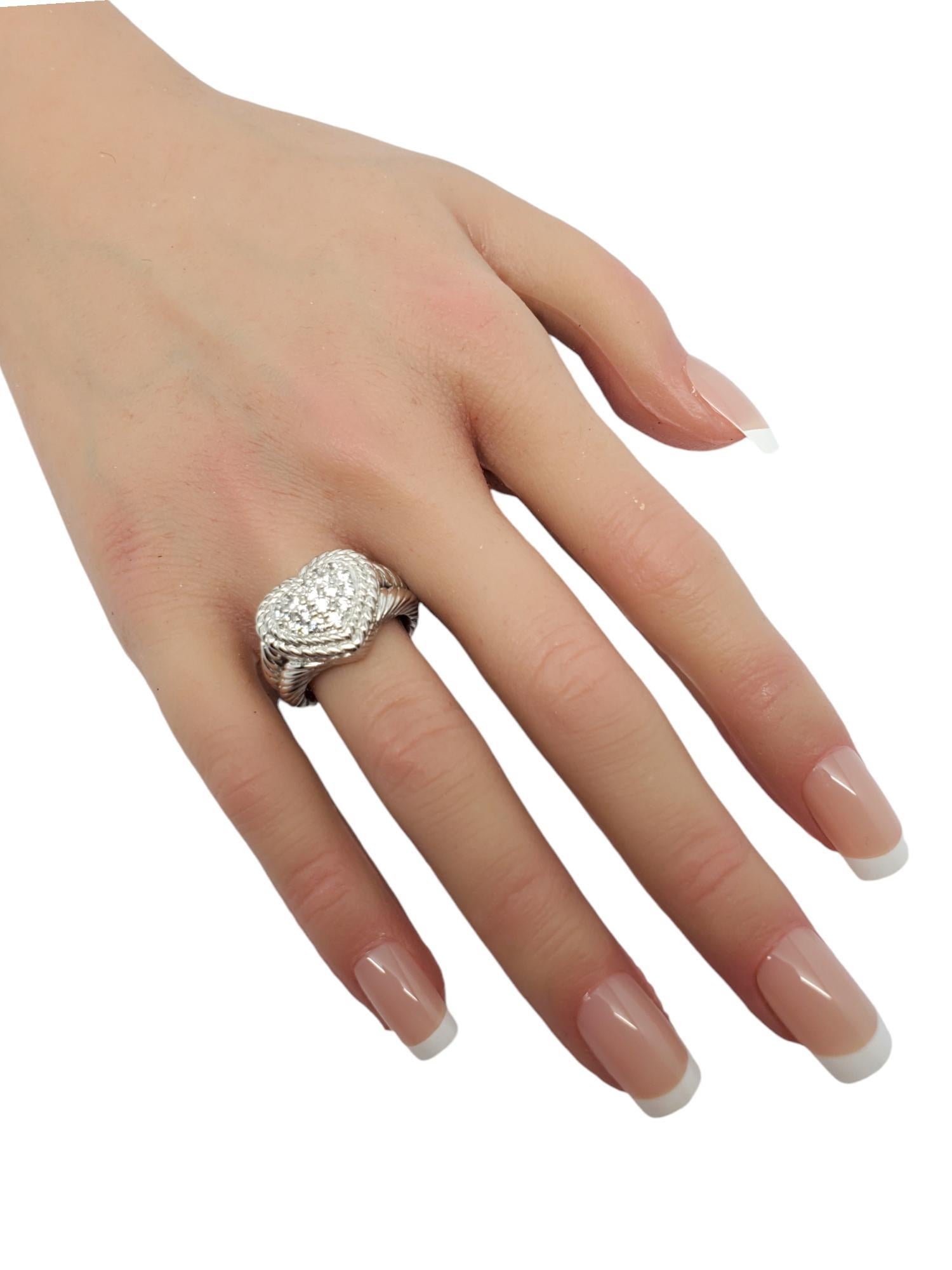 Judith Ripka Sterling Silver Pave Cubic Zirconia Heart Ring Size 7 #18691 For Sale 3