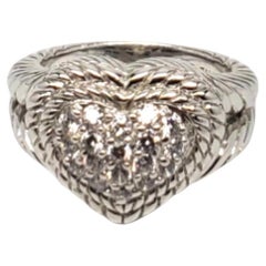 Judith Ripka Sterling Silver Pave Cubic Zirconia Heart Ring Size 7 #18691