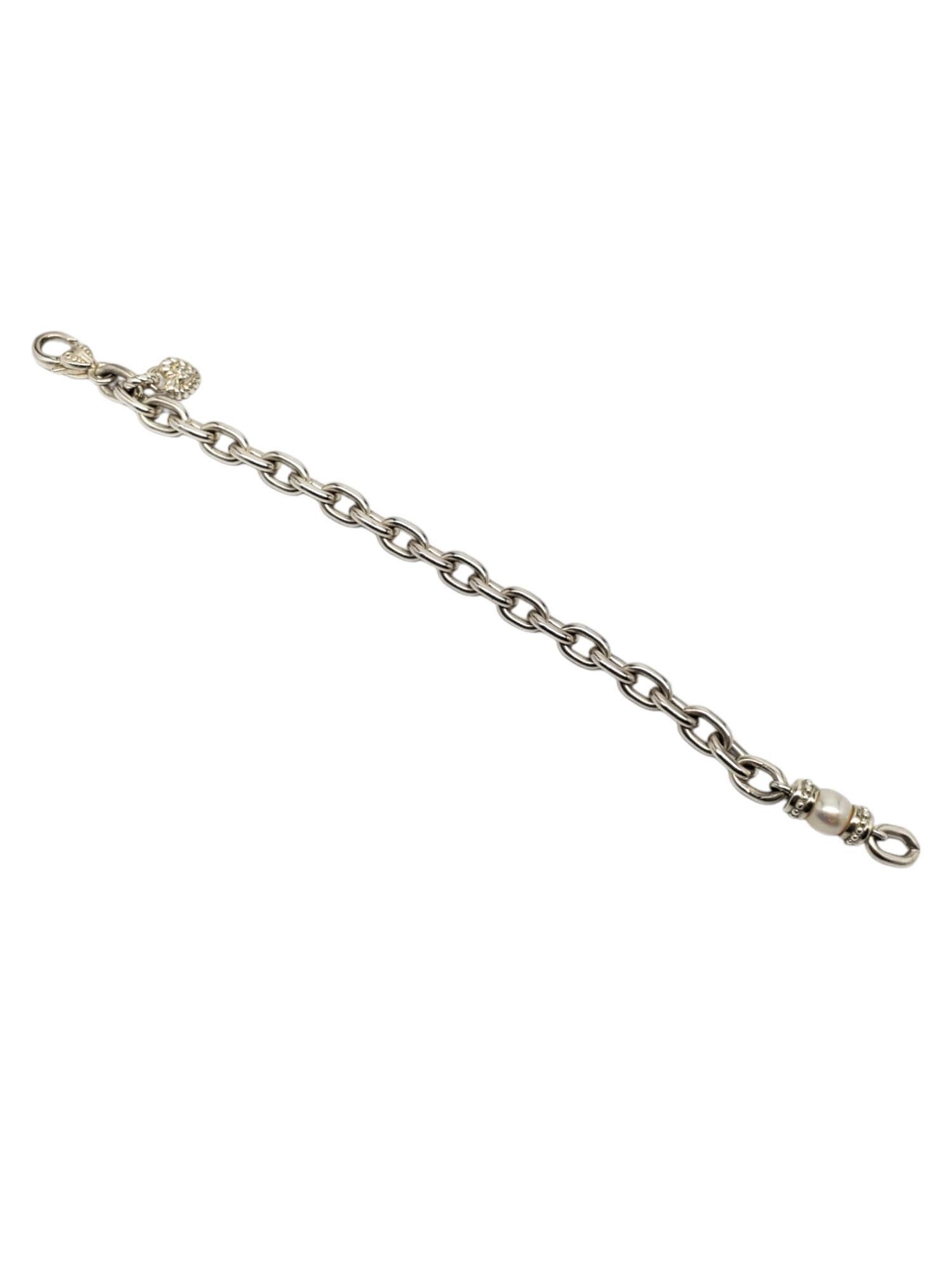 Round Cut Judith Ripka Sterling Silver & Pearl Bracelet #19502 For Sale