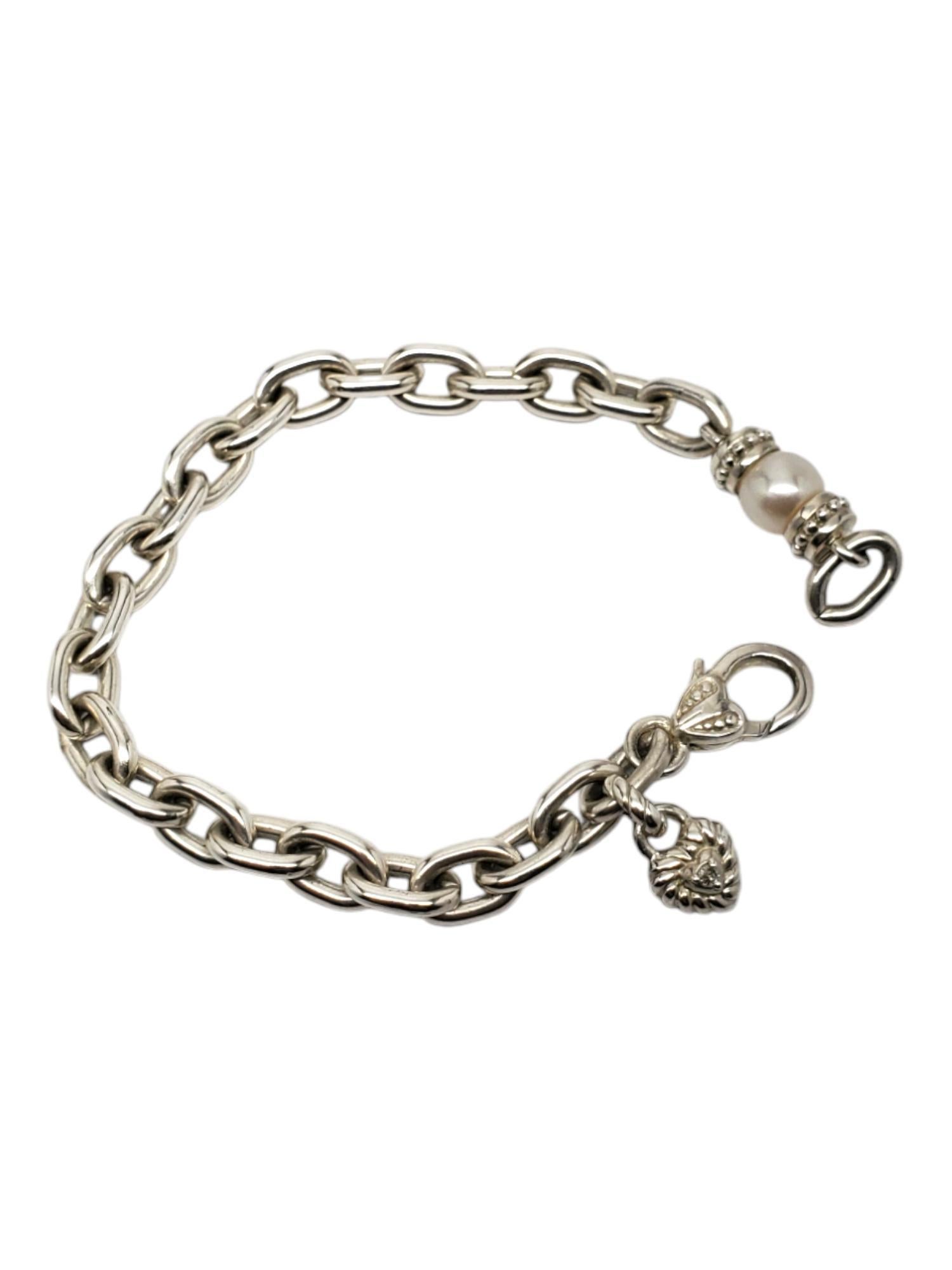 Women's Judith Ripka Sterling Silver & Pearl Bracelet #19502 For Sale