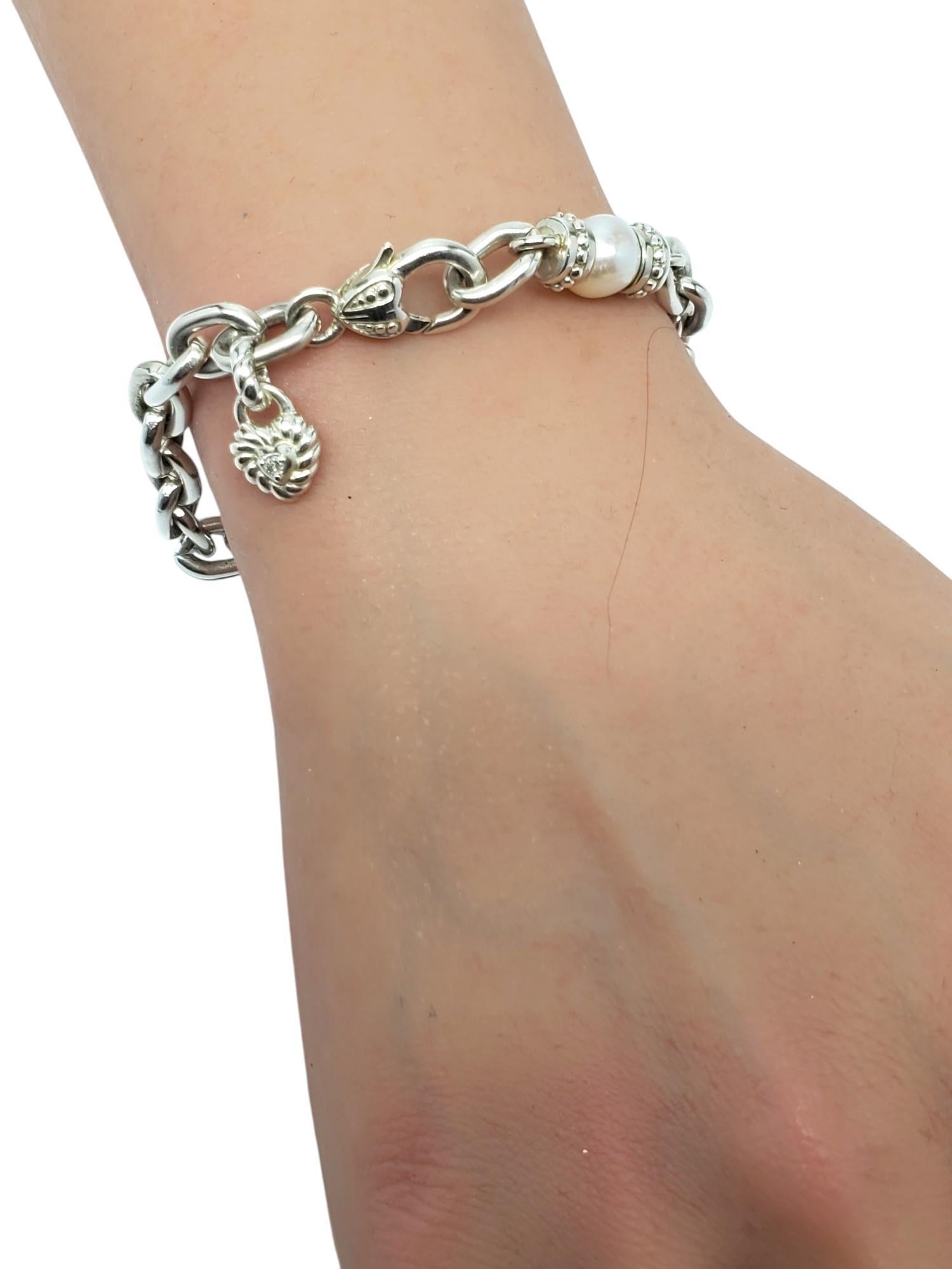 Judith Ripka Sterling Silver & Pearl Bracelet #19502 For Sale 4