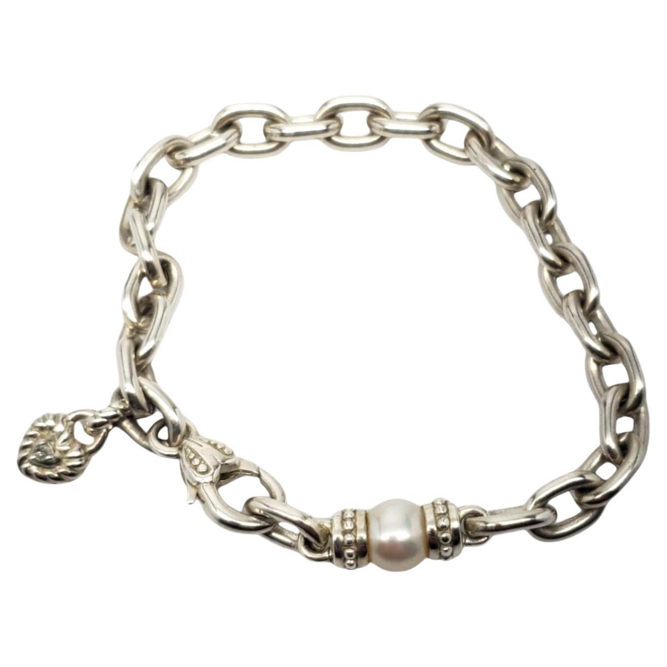 Judith Ripka Sterling Silver & Pearl Bracelet #19502 For Sale