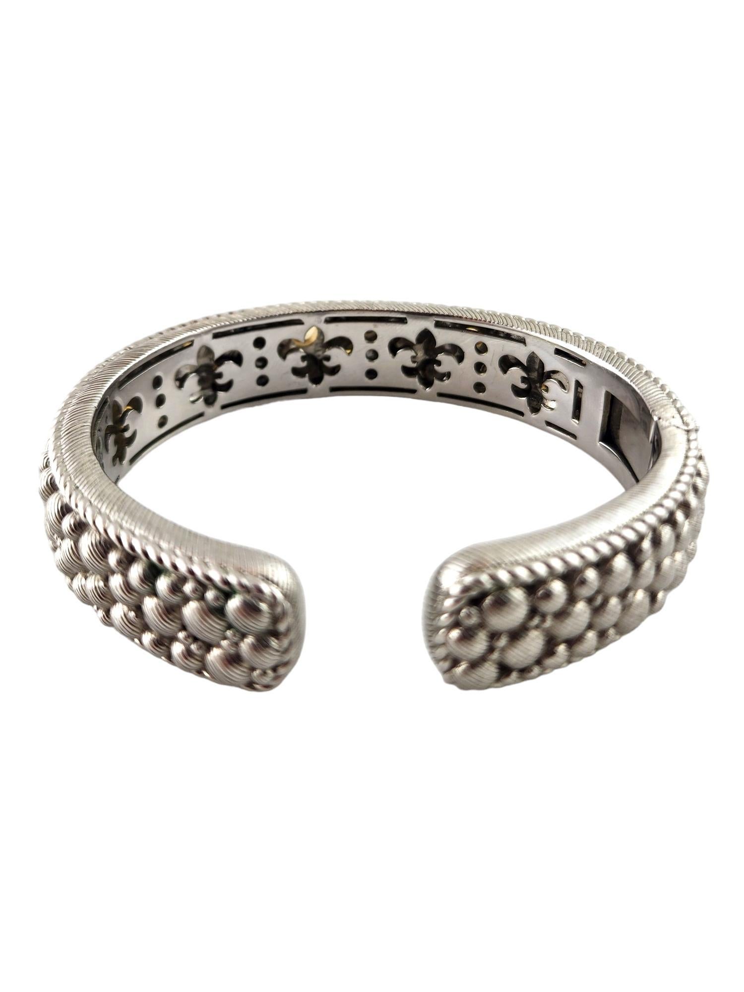 Judith Ripka Sterling Silver Pearl Multi Gemstone Hinged Cuff Bracelet #18370 2