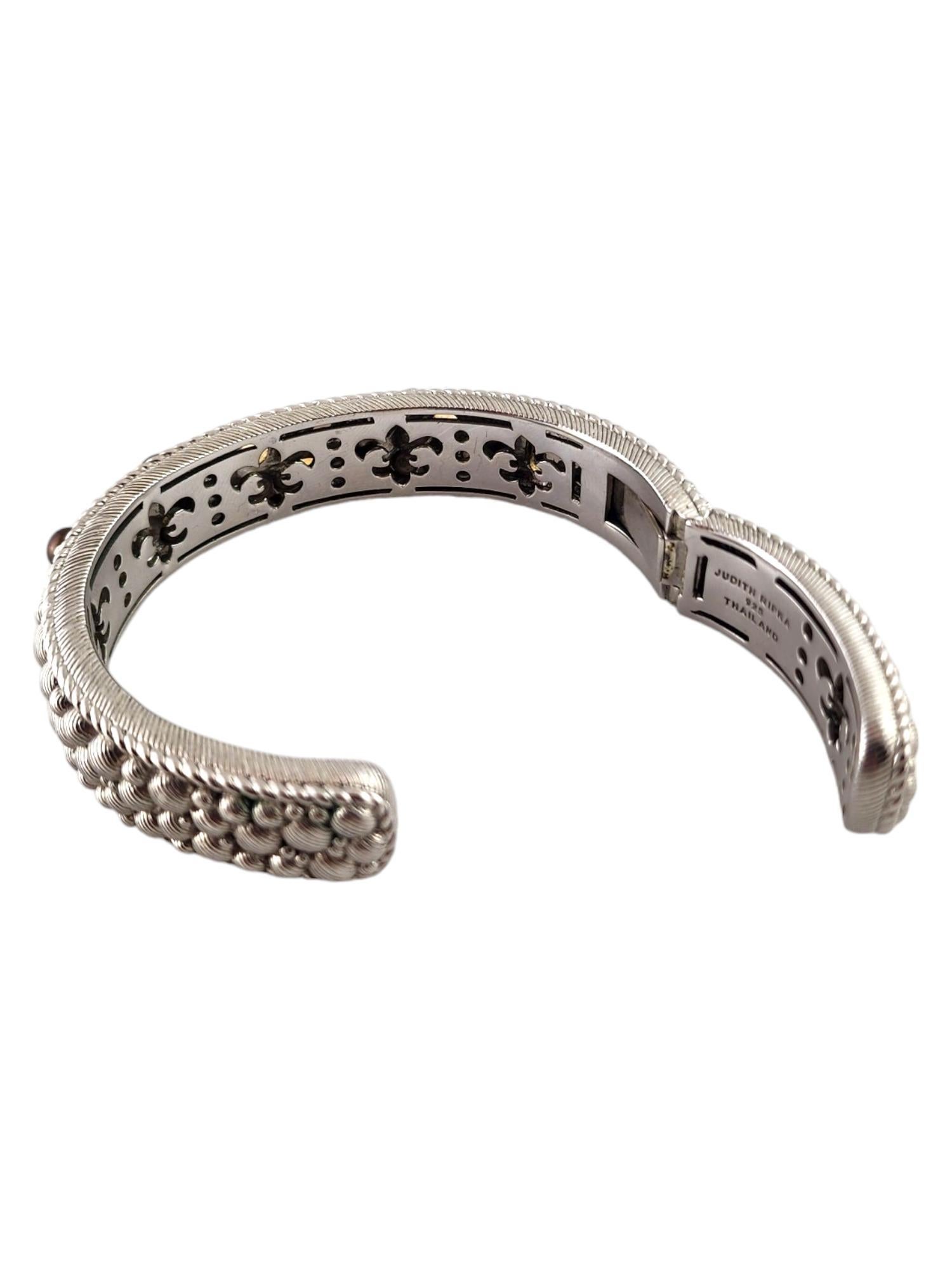 Judith Ripka Sterling Silver Pearl Multi Gemstone Hinged Cuff Bracelet #18370 3
