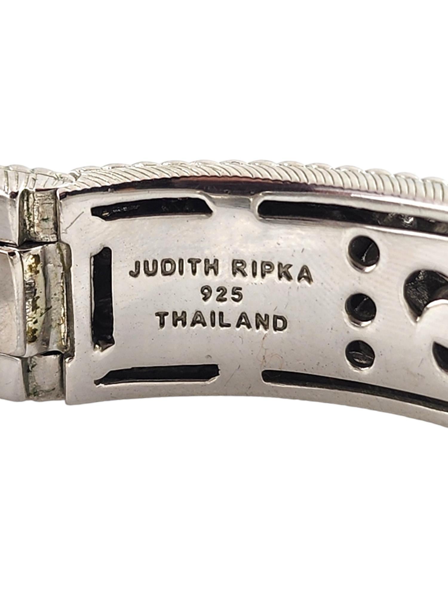 Judith Ripka Sterling Silver Pearl Multi Gemstone Hinged Cuff Bracelet #18370 4