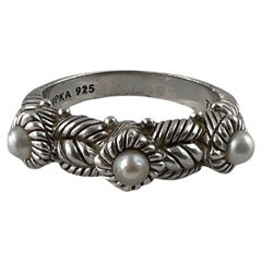 Judith Ripka, bague en argent sterling perlée taille 7 3/4 n° 12816