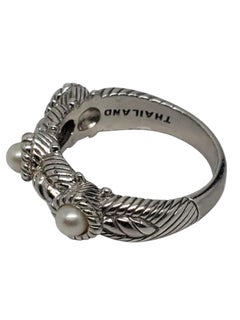 Judith Ripka Sterling Silver Pearl Rope Band Ring Size 6.75 #23897
