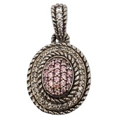Judith Ripka, ciondolo in argento sterling con pietre rosa e trasparenti A. Stone #18679