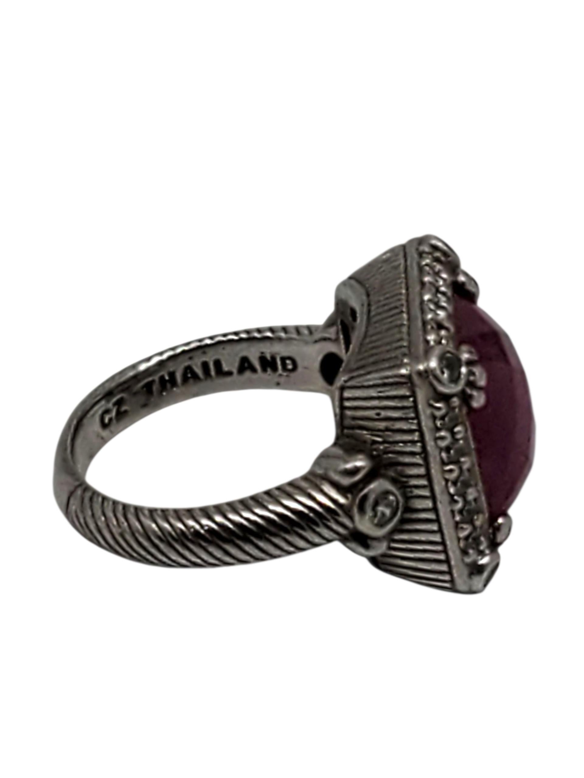 Judith Ripka, in argento sterling, anello con ct rosa tagliato a cuscino, misura 6 #23440 In condizioni buone in vendita a Washington Depot, CT