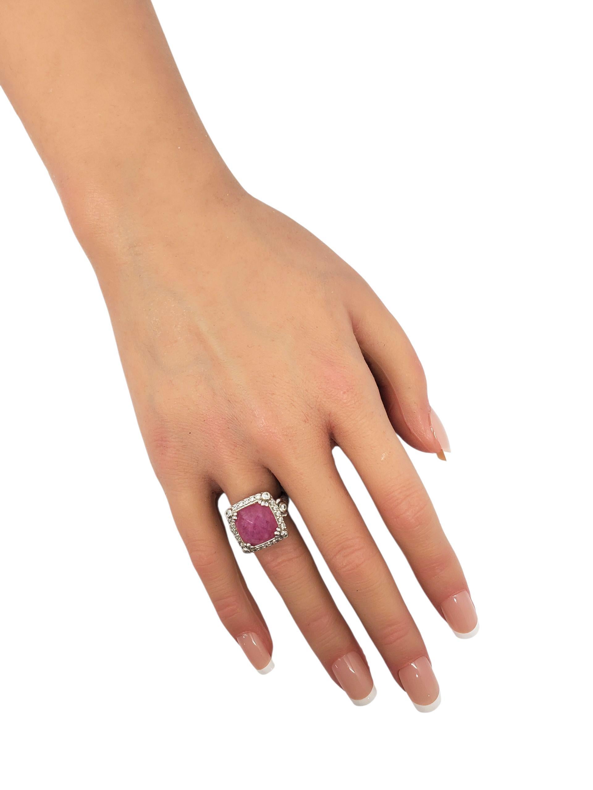 Judith Ripka, in argento sterling, anello con ct rosa tagliato a cuscino, misura 6 #23440 in vendita 3