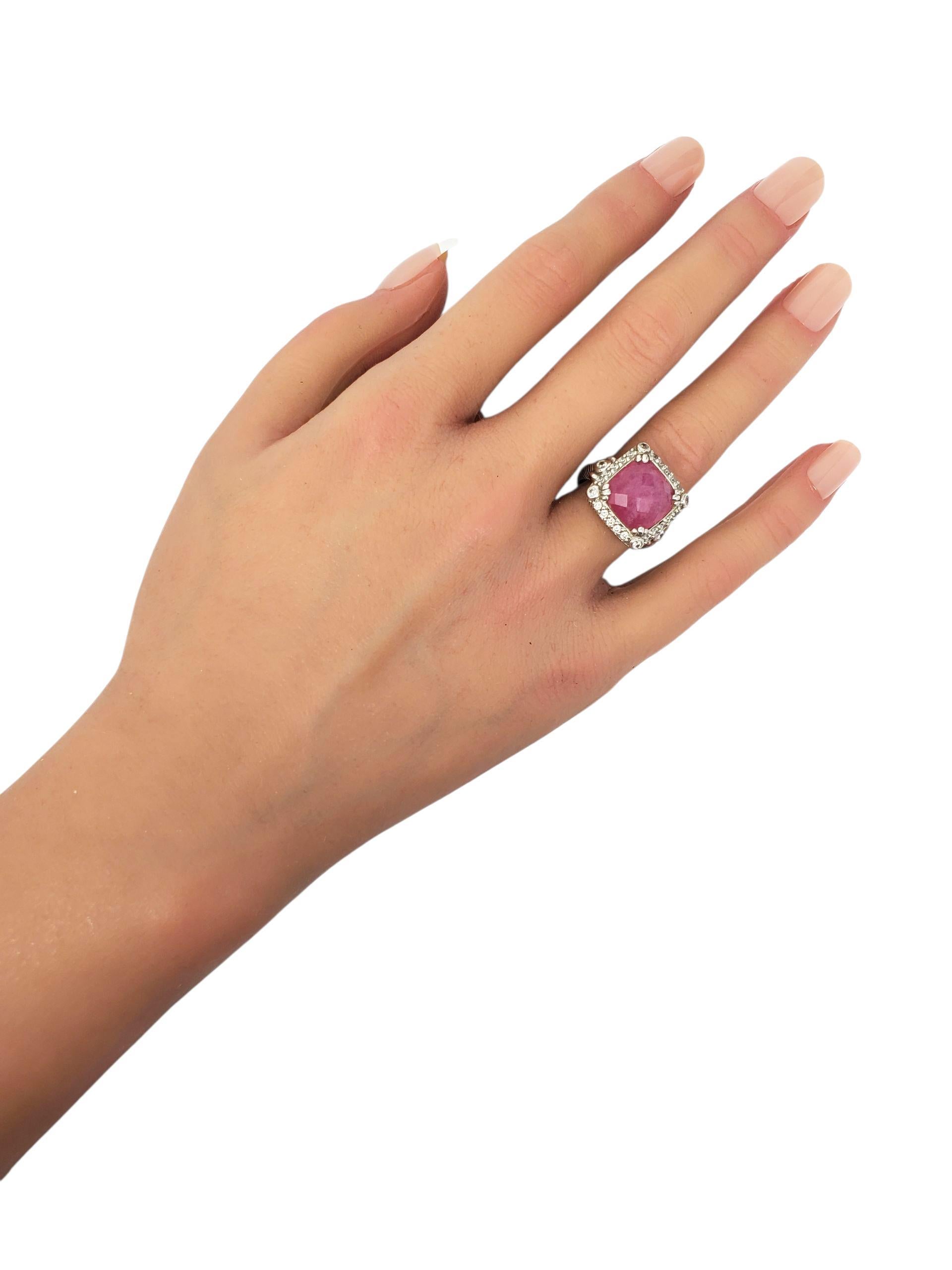 Judith Ripka, in argento sterling, anello con ct rosa tagliato a cuscino, misura 6 #23440 in vendita 4