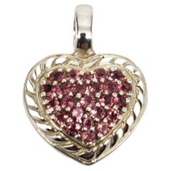 Judith Ripka Sterling Silver Pink CZ Heart Pendant # 18752
