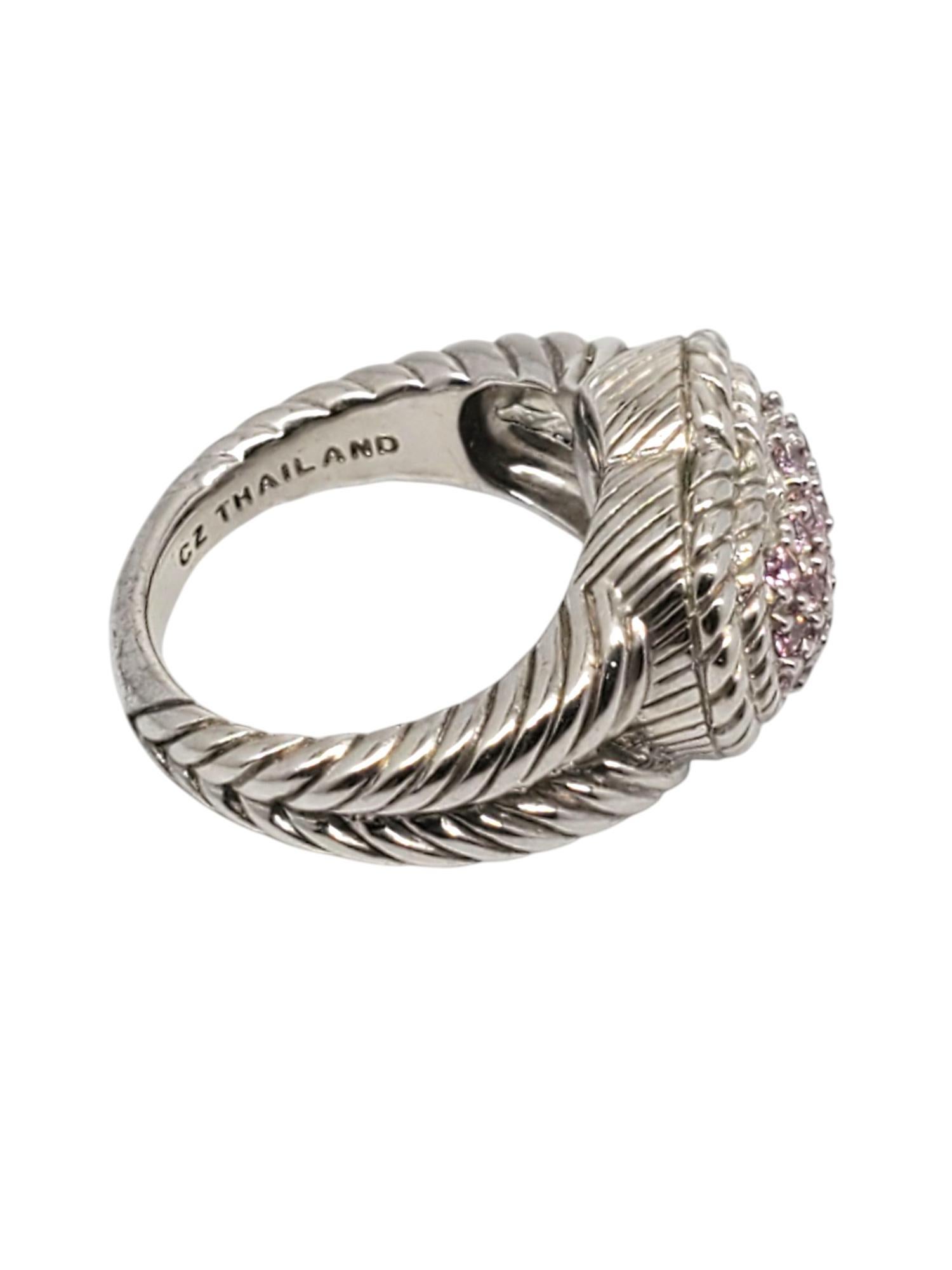 Women's Judith Ripka Sterling Silver Pink CZ Pave Heart Ring Size 7 #21080 For Sale