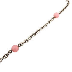 Judith Ripka Sterling Silver Pink Jadeite CZ Heart Enhancer Bead Necklace #12823