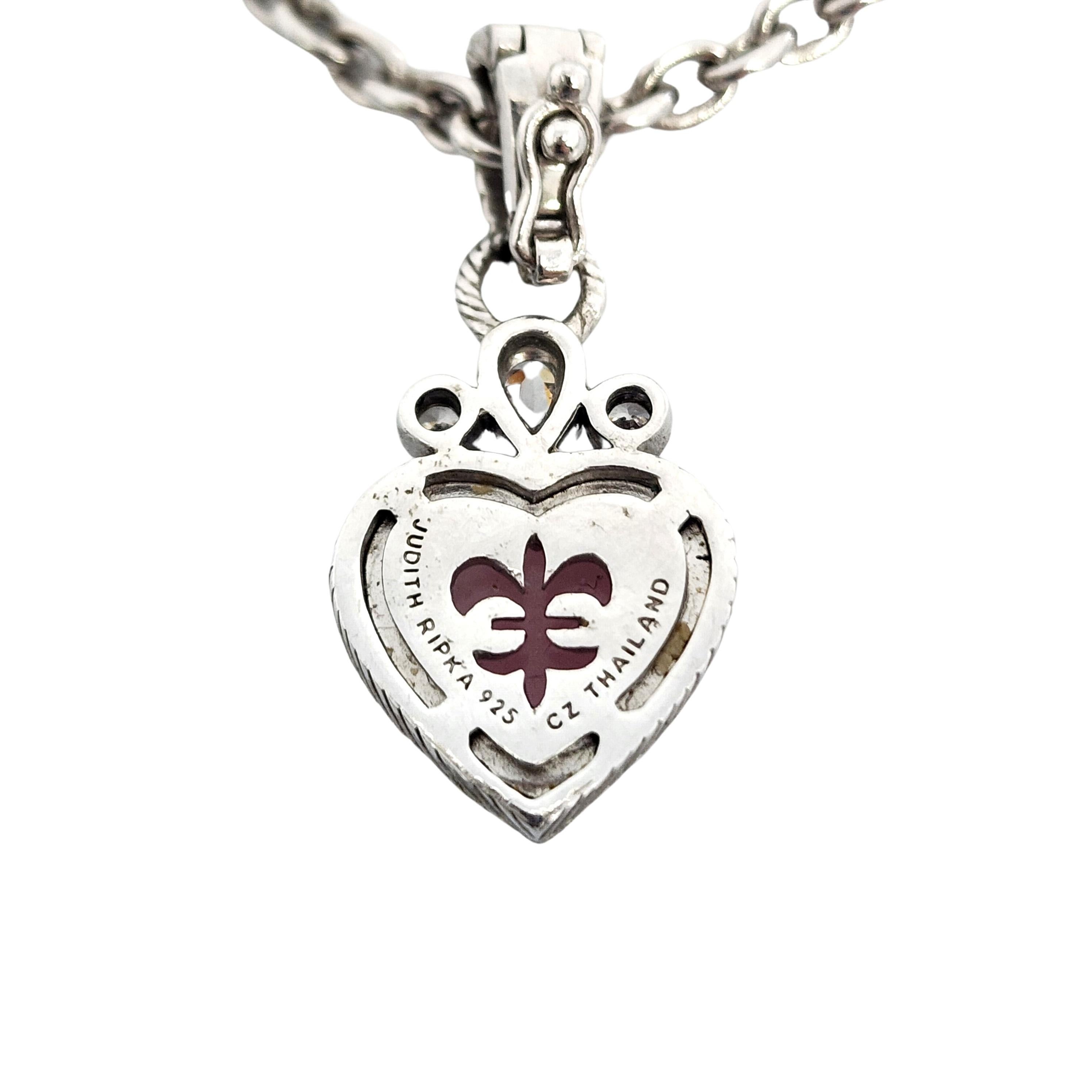 Judith Ripka Sterling Silver Pink Jadeite CZ Heart Enhancer Bead Necklace #12823 For Sale 3
