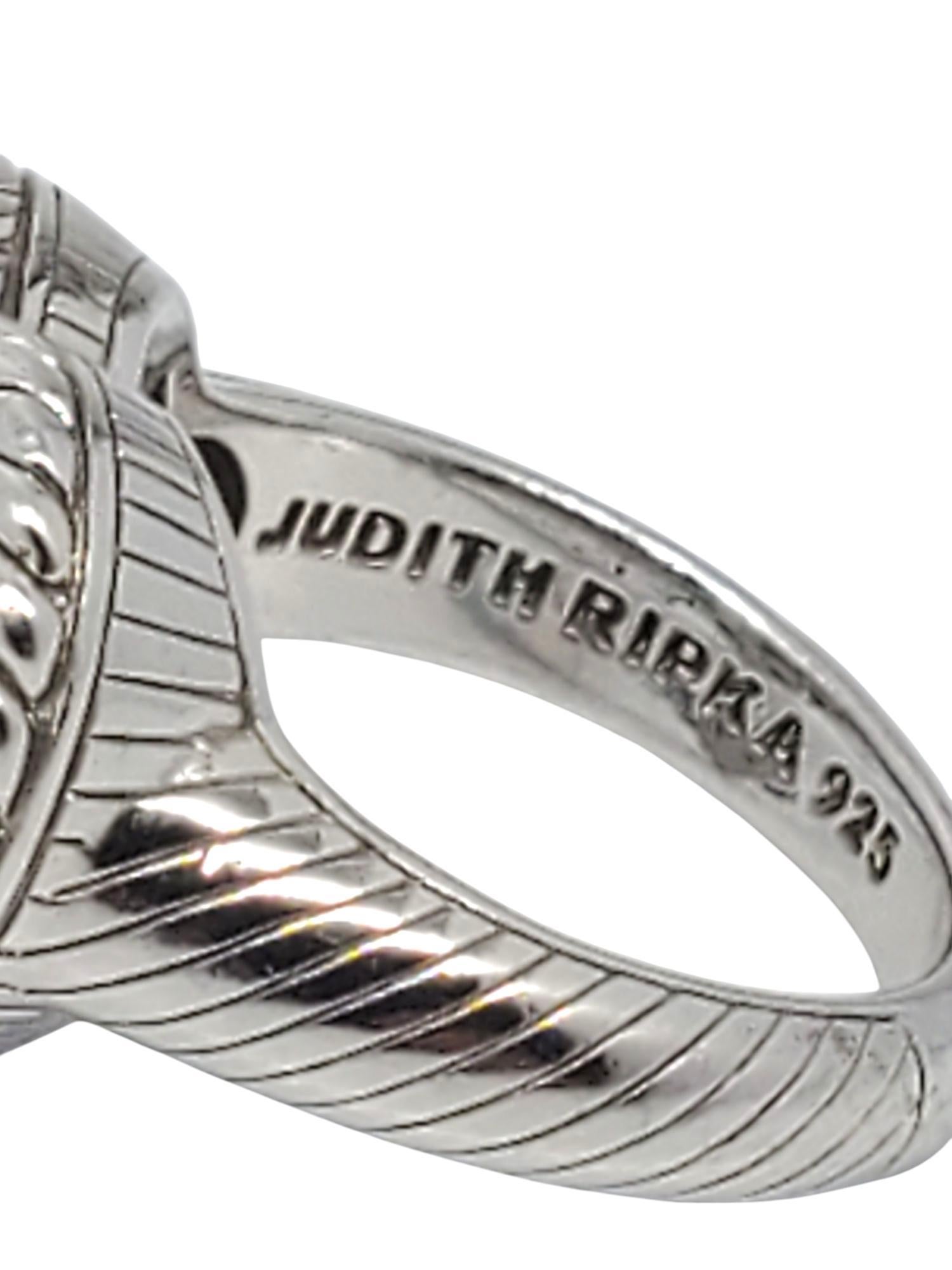 Judith Ripka Anello con cuore in quarzo rosa e CZ in argento sterling misura 7 #21105 in vendita 1