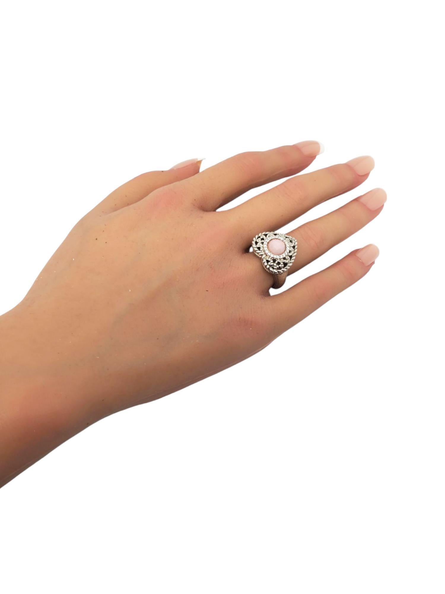 Judith Ripka Anello con cuore in quarzo rosa e CZ in argento sterling misura 7 #21105 in vendita 4