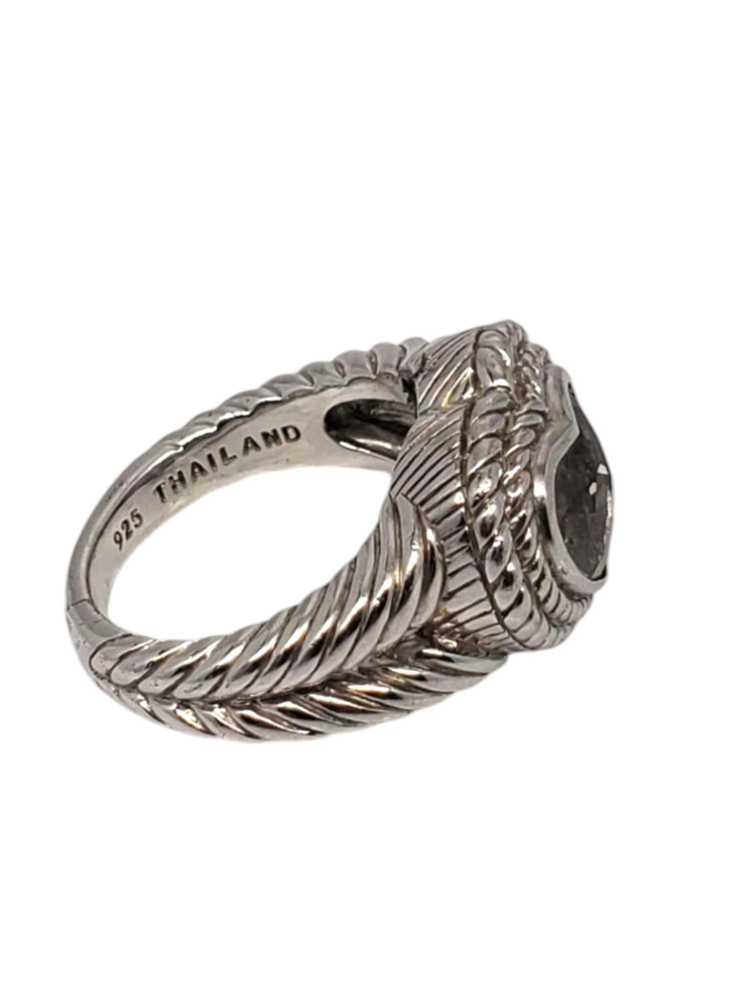 Women's Judith Ripka Sterling Silver Prasiolite Heart Ring Size 7.25 #21003 For Sale