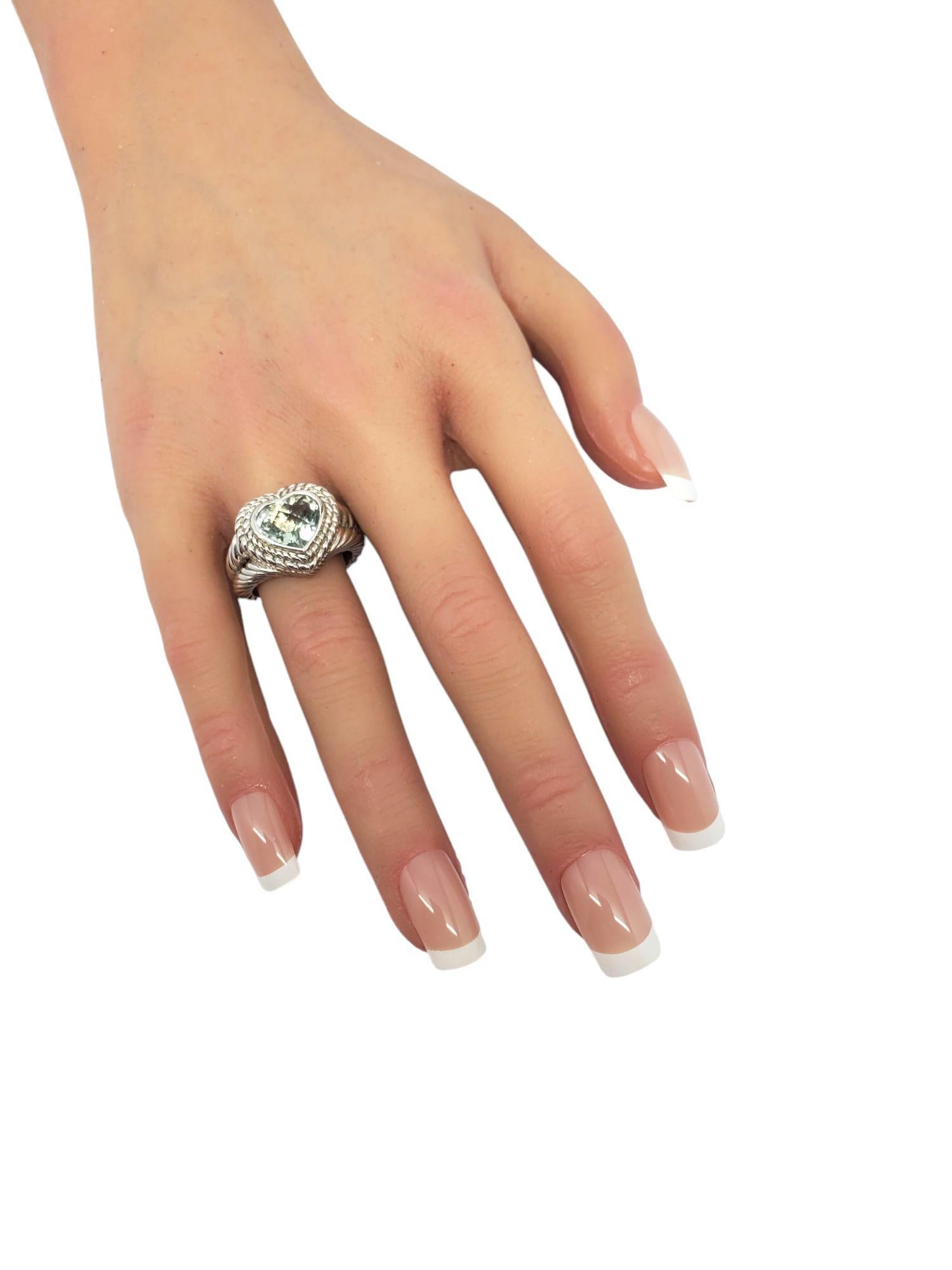 Judith Ripka Sterling Silver Prasiolite Heart Ring Size 7.25 #21003 For Sale 4
