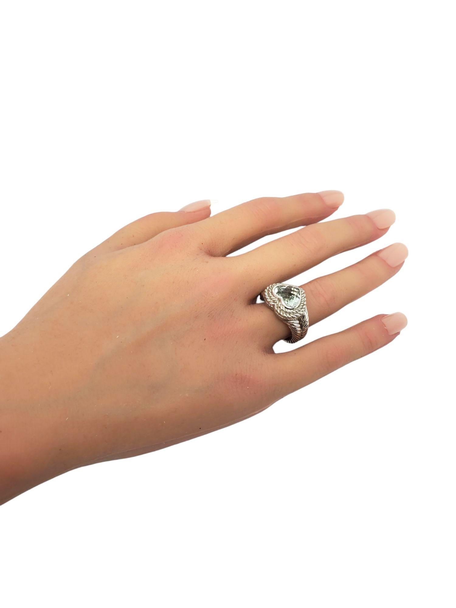 Judith Ripka Sterling Silver Prasiolite Heart Ring Size 7.25 #21003 For Sale 5