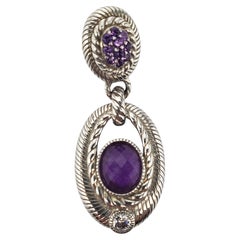 Judith Ripka Sterling Silver Purple Amethyst Enhancer Pendant #23943