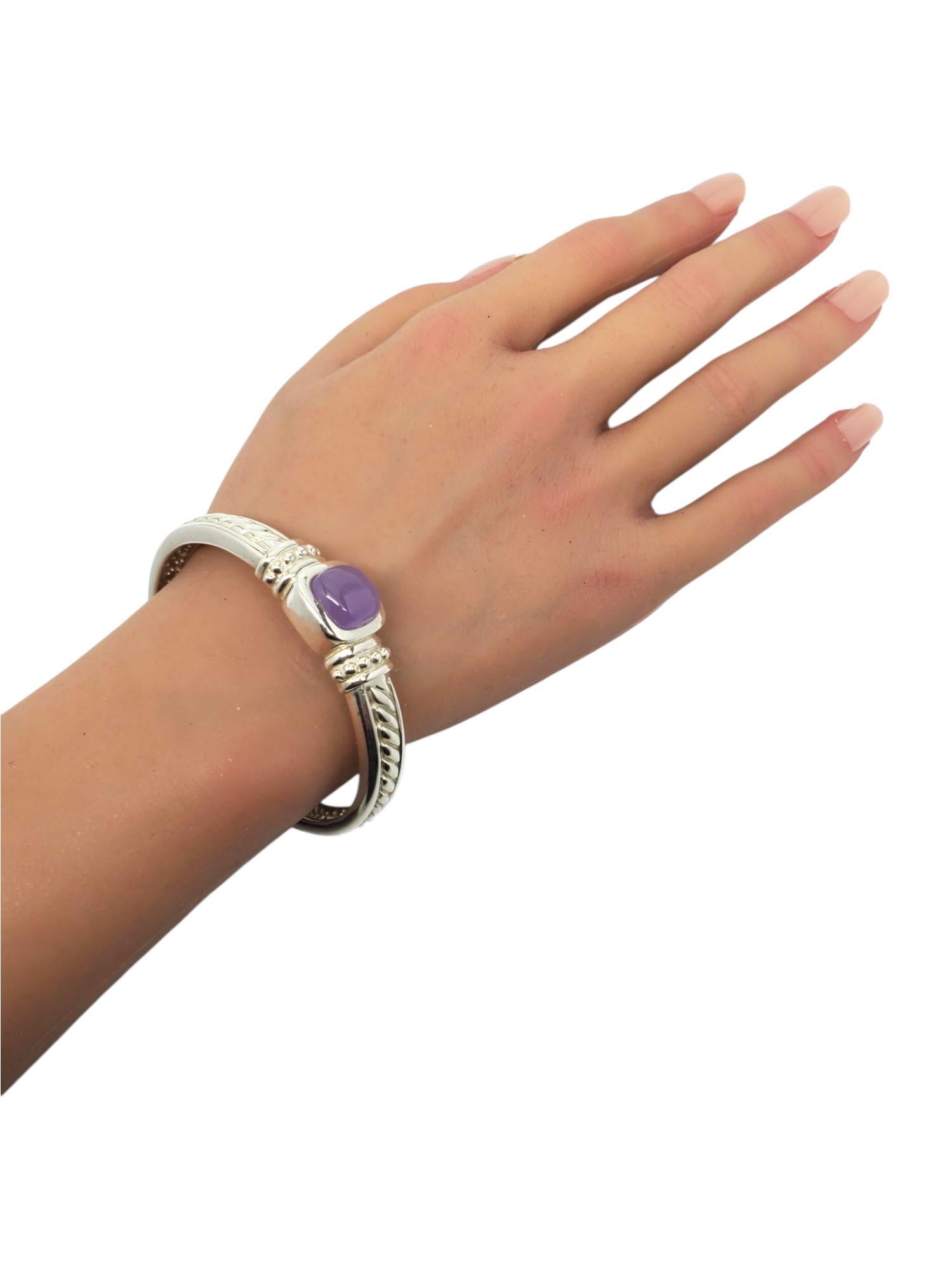 Judith Ripka Pulsera de plata de ley con bisagra y cabujón morado #22430 en venta 3