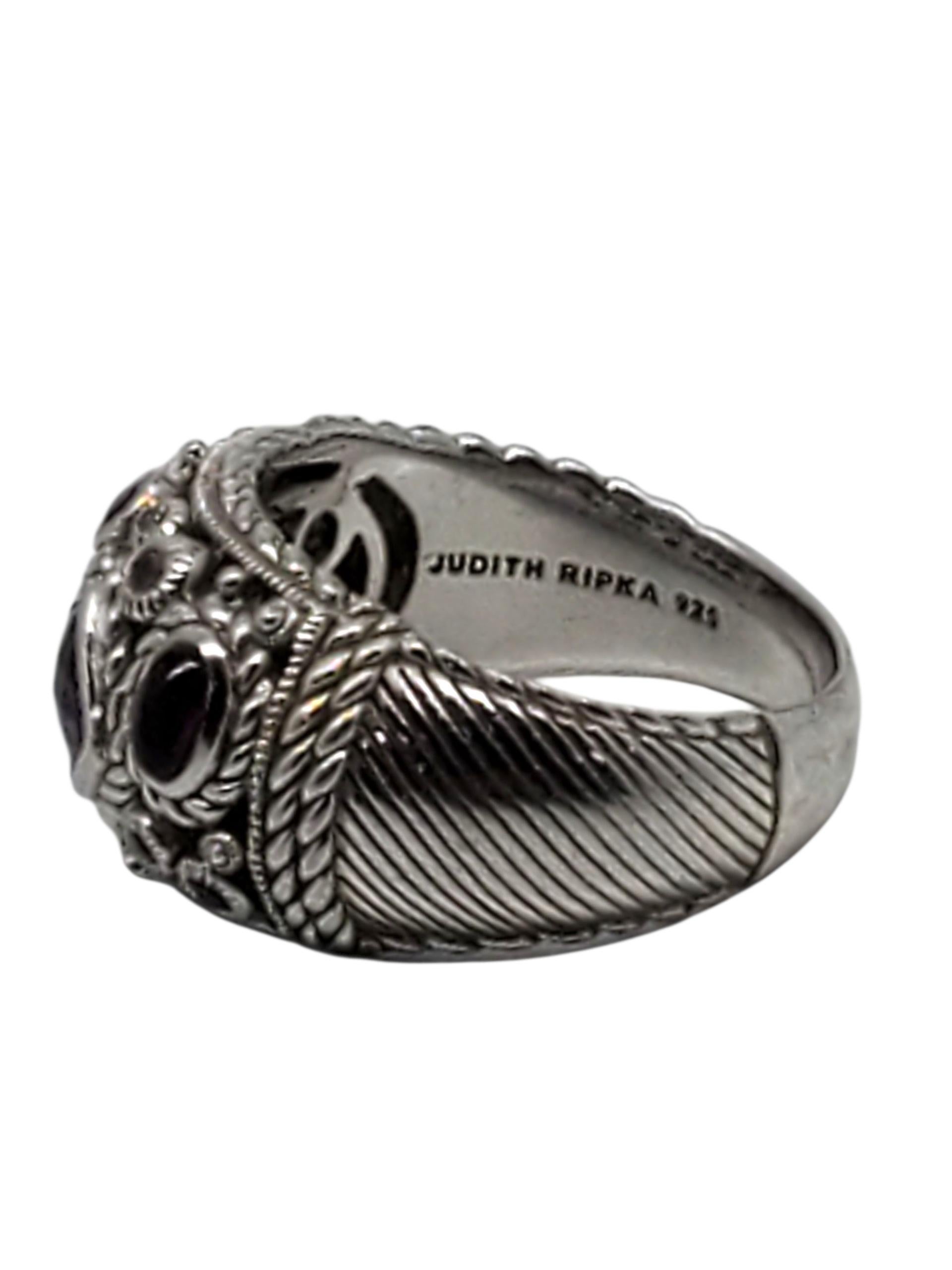 Judith Ripka Anello in argento Sterling con CZ viola misura 11 #22401 In condizioni buone a Washington Depot, CT