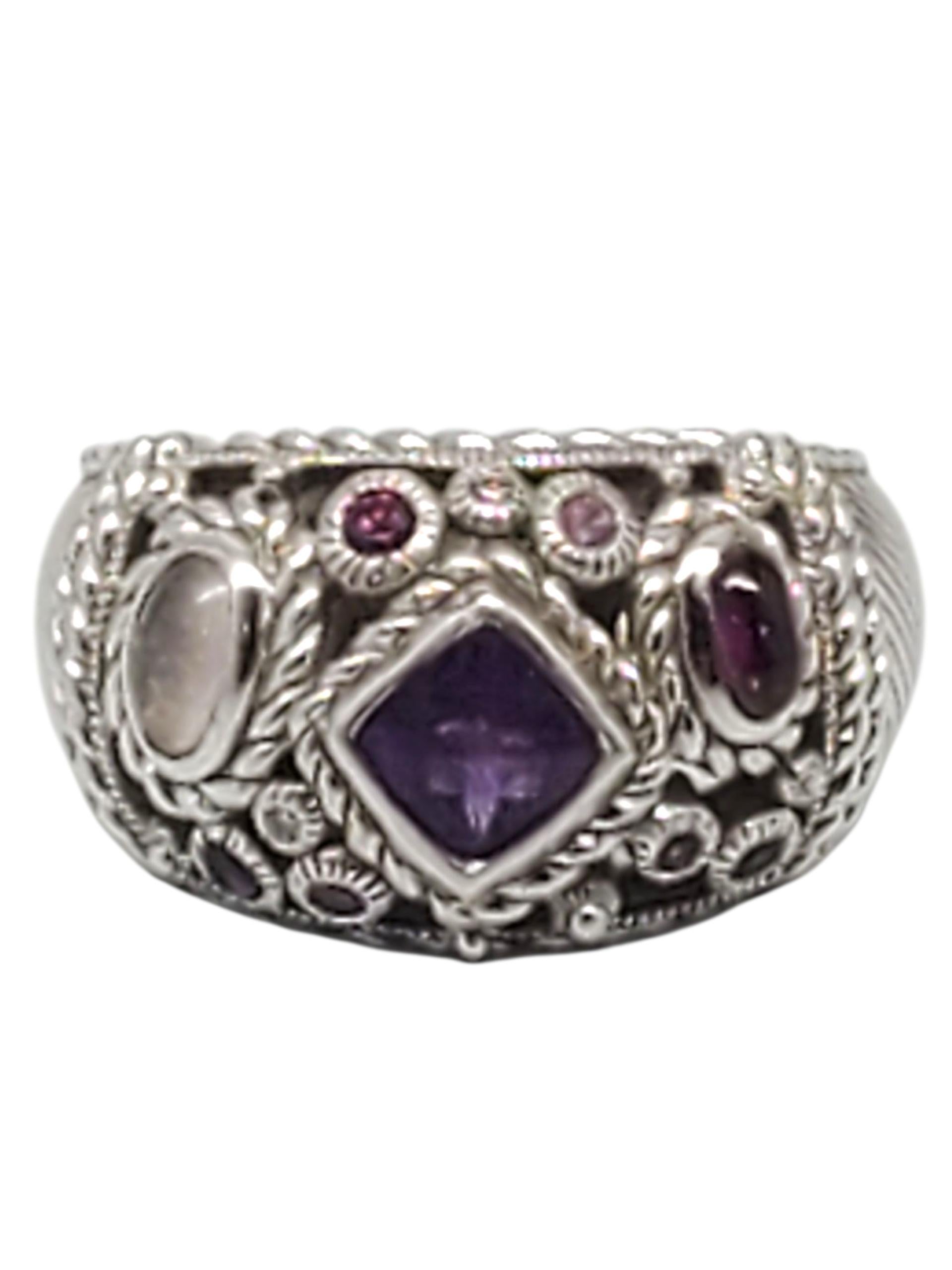 Judith Ripka Sterling Silver Purple CZ Ring Size 11 #22401