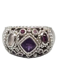 Judith Ripka Sterling Silver Purple CZ Ring Size 11 #22401
