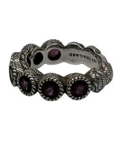 Judith Ripka Anillo de plata de ley con siete piedras y circonitas moradas Talla 6 #23432