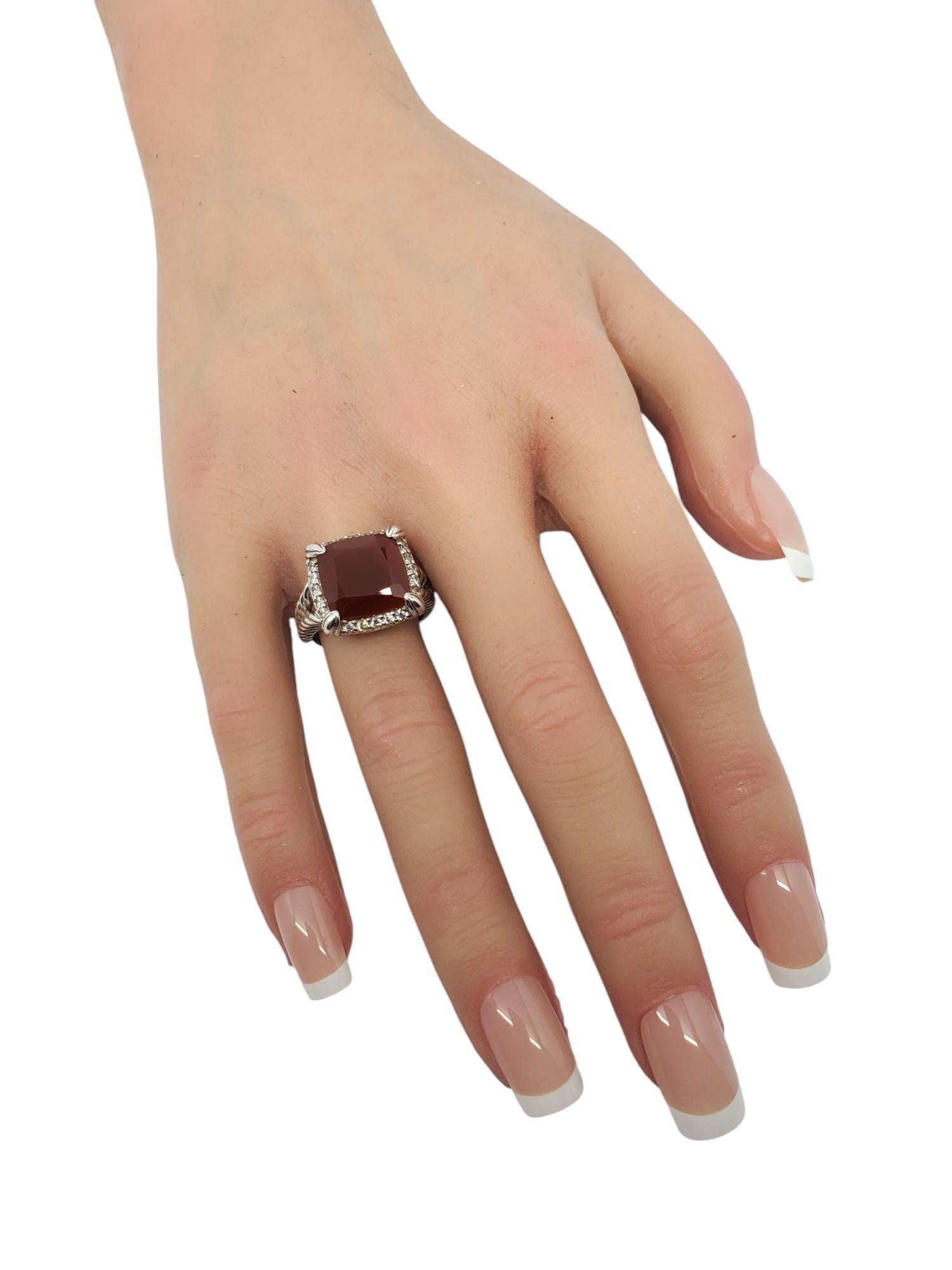 Judith Ripka Sterling Silver Red Carnelian and CZ Ring Size 7 #21009 For Sale 4