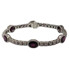 Judith Ripka Sterling Silver Red Stone CZ Link Bracelet #23395 Judith Ripka Sterling Silver Red Stone CZ Link Bracelet #23395