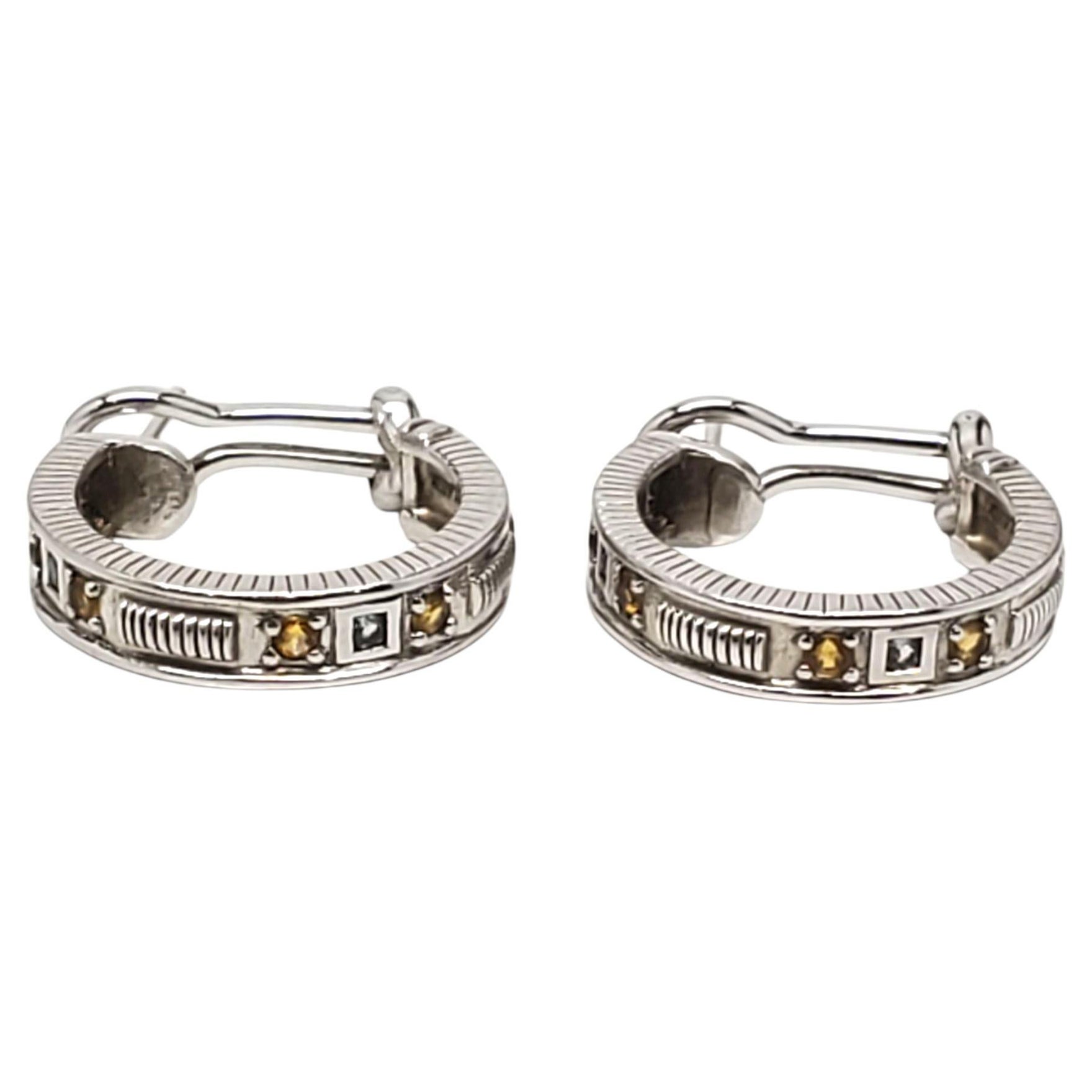 Judith Ripka Orecchini a cerchio a coste in argento Sterling #22522