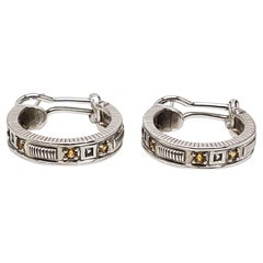 Judith Ripka Orecchini a cerchio a coste in argento Sterling #22522