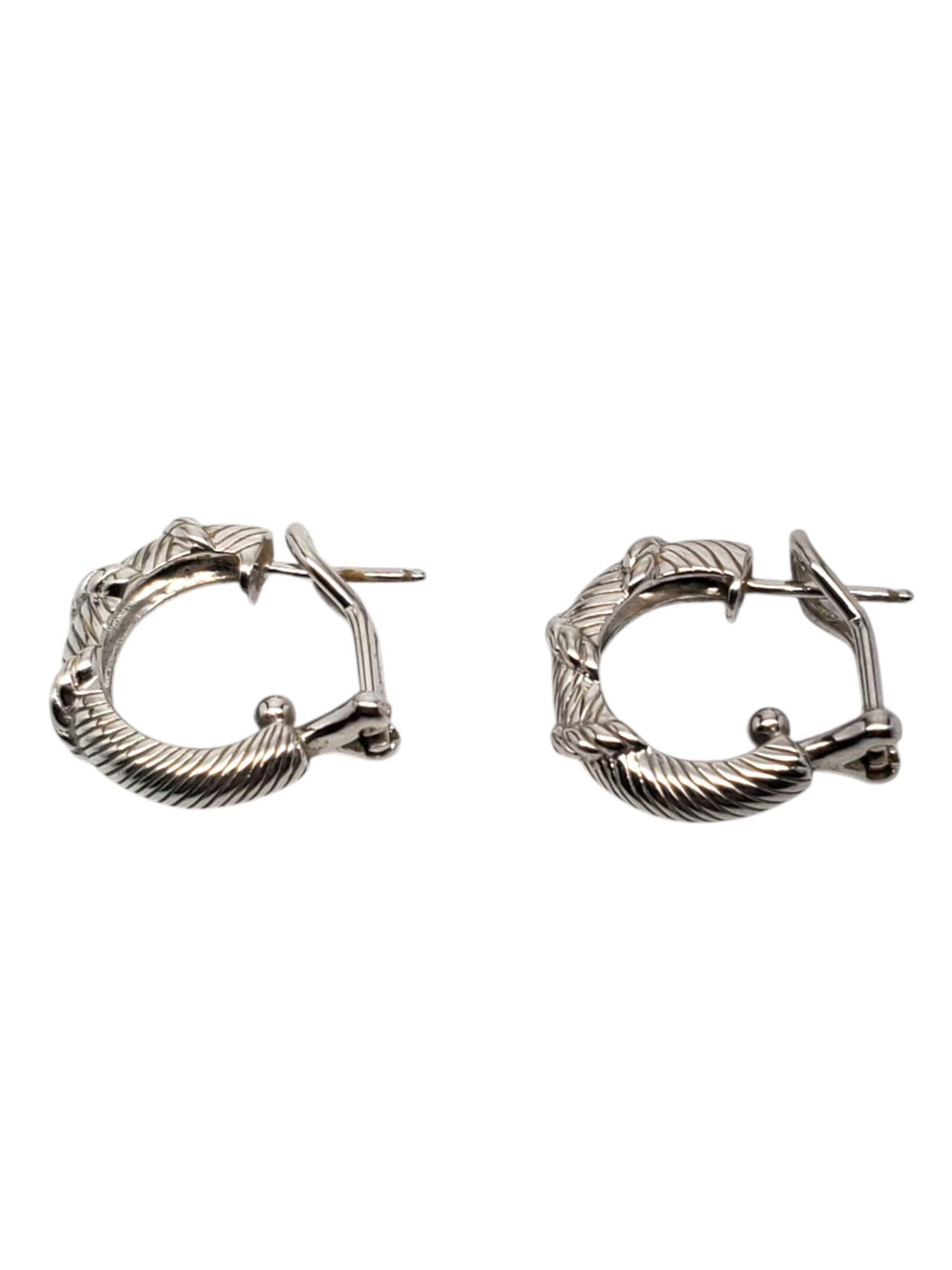 Women's Judith Ripka Sterling Silver Ribbed Texture Hoop Earrings #20801 For Sale