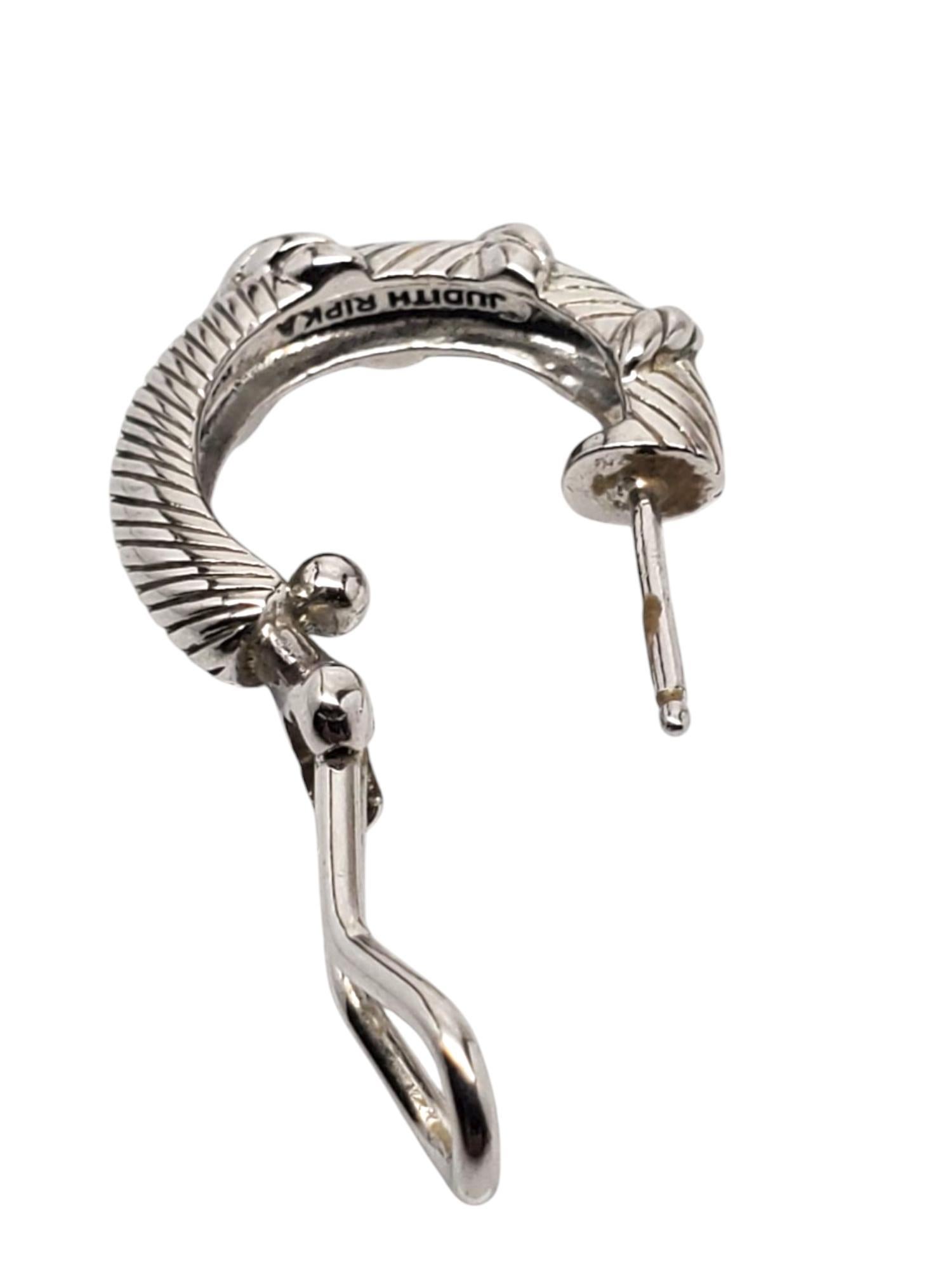 Judith Ripka Sterling Silver Ribbed Texture Hoop Earrings #20801 For Sale 1