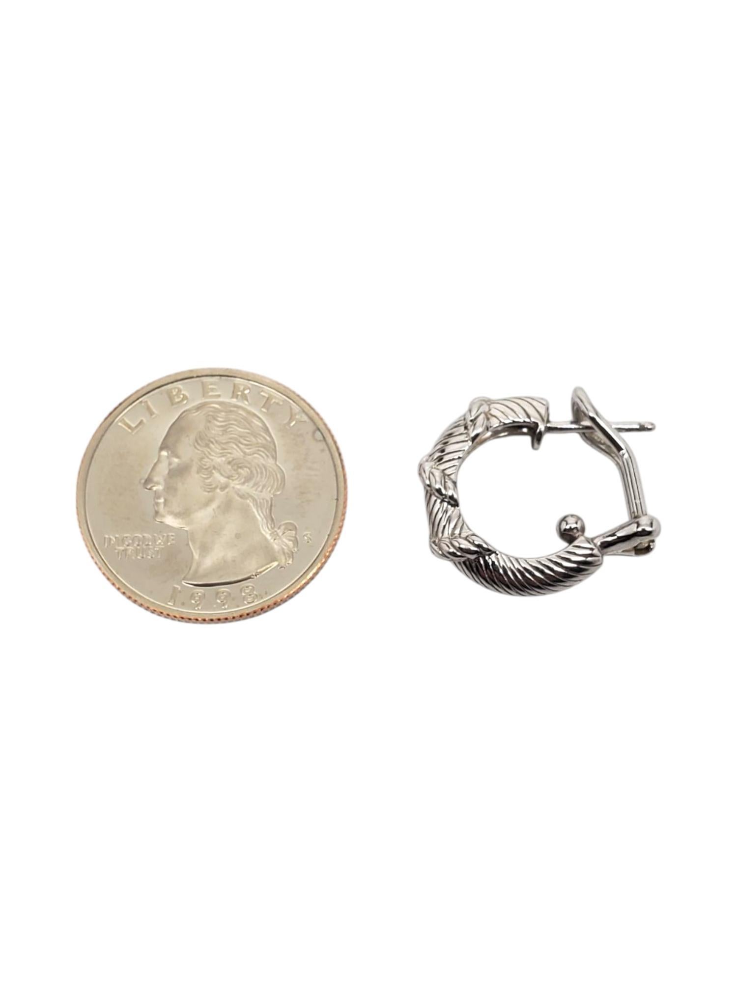 Judith Ripka Sterling Silver Ribbed Texture Hoop Earrings #20801 For Sale 2
