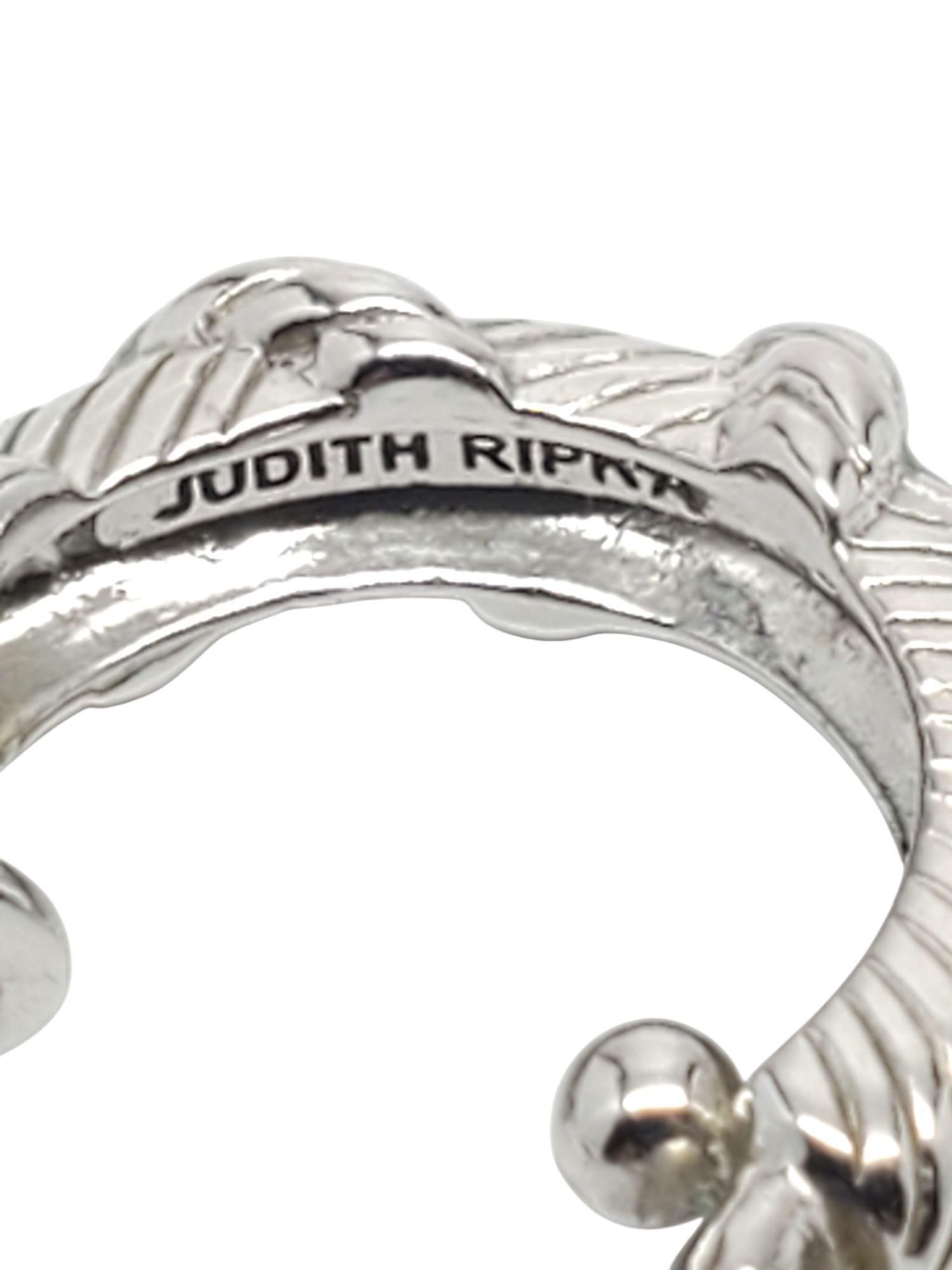Judith Ripka Sterling Silver Ribbed Texture Hoop Earrings #20801 For Sale 3