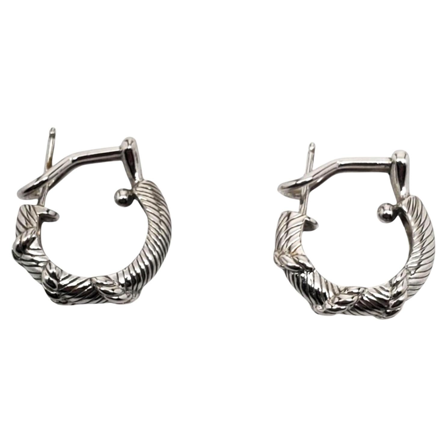 Judith Ripka Sterling Silver Ribbed Texture Hoop Earrings #20801