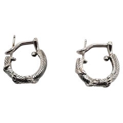 Judith Ripka Pendientes de aro de plata de ley con textura acanalada #20801