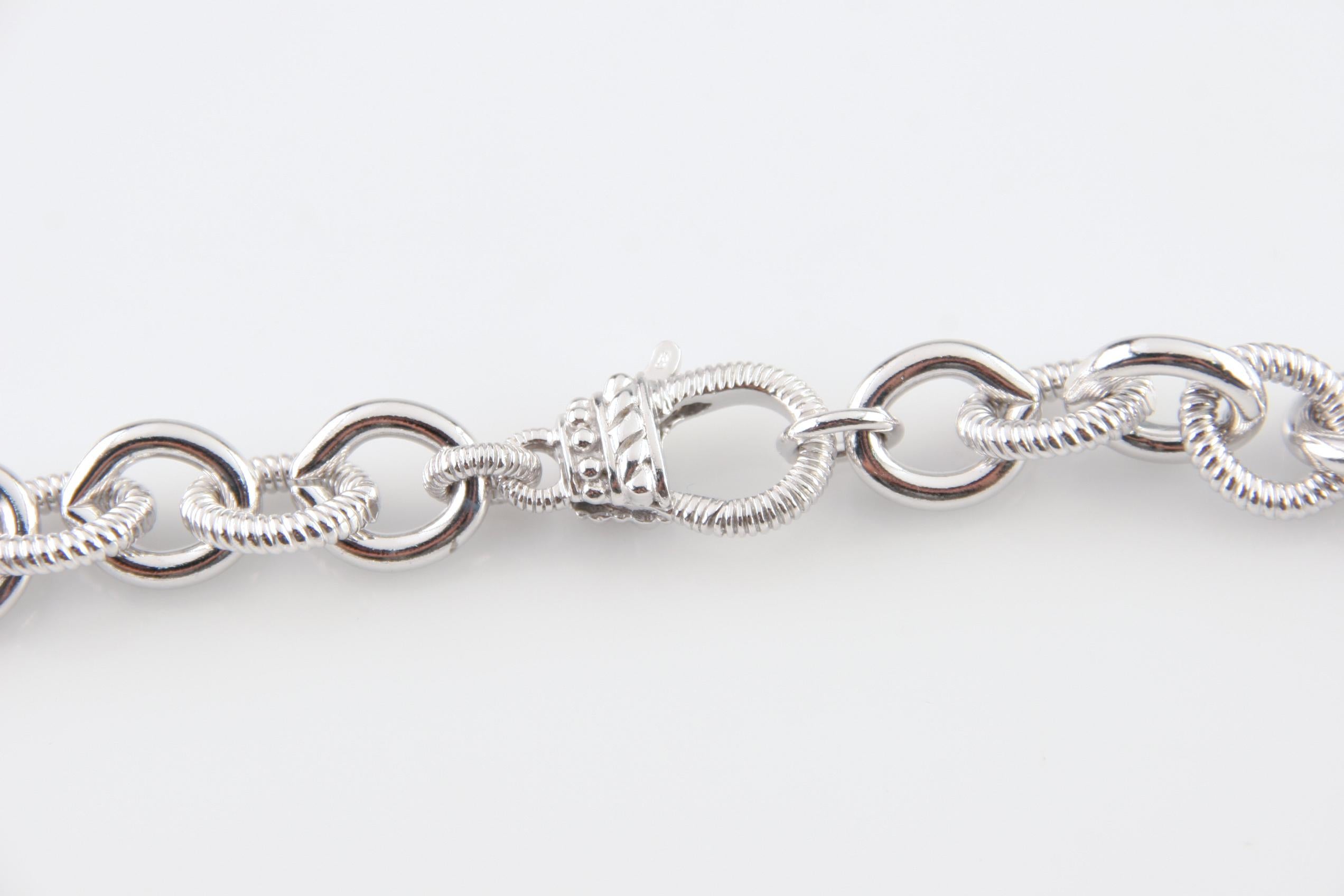 Modern Judith Ripka Sterling Silver Rolo Chain Link Necklace, Size 17 For Sale